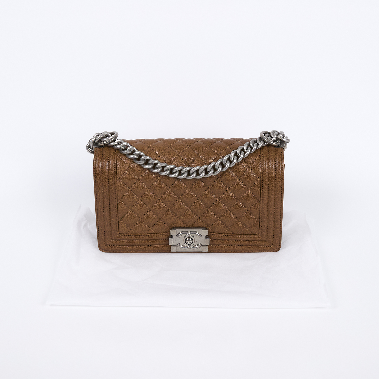 香奈兒 CHANEL Boy 25 口蓋包 A67086 晶片款 深咖荔枝牛BOY25 無附屬品