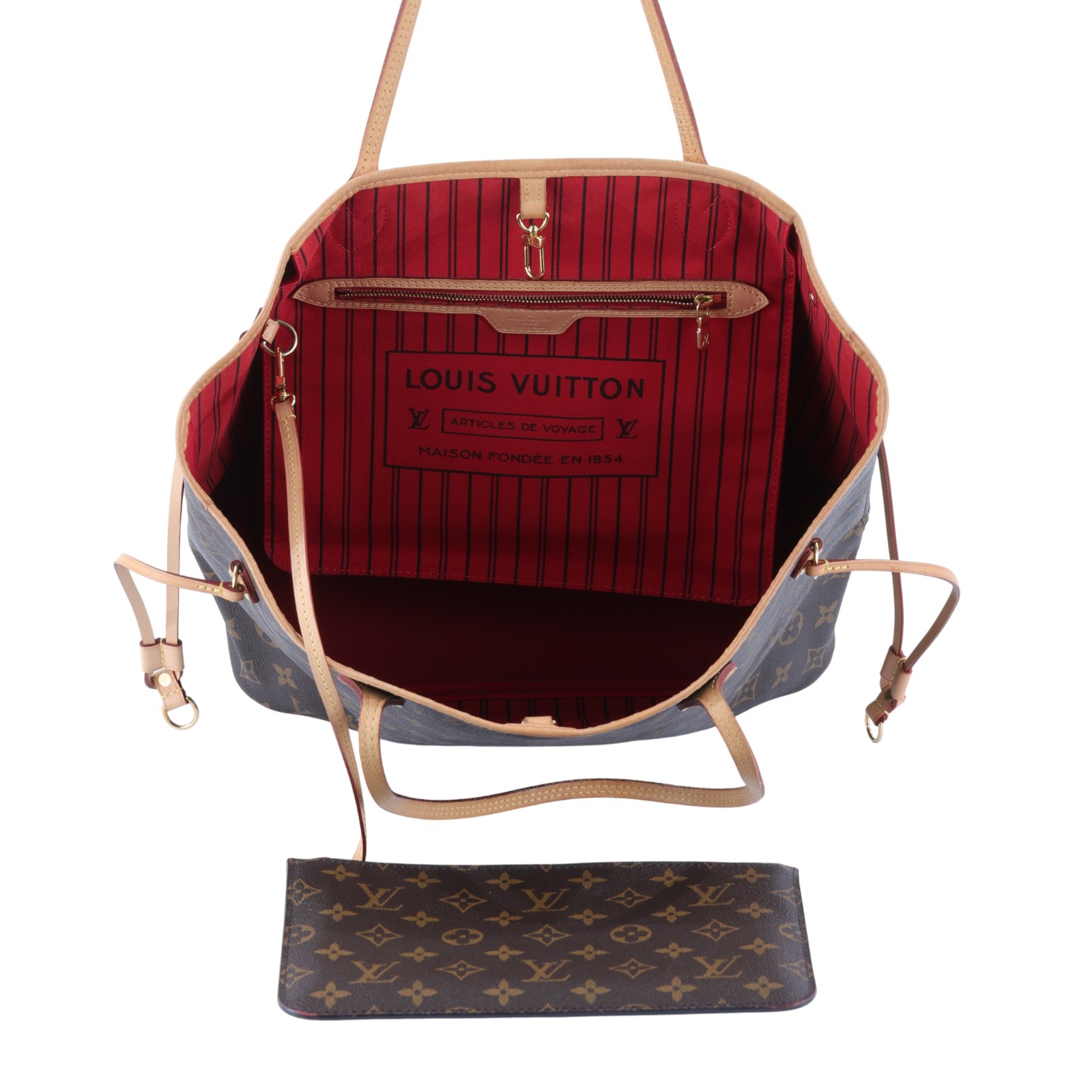 路易威登 LOUIS VUITTON Neverfull MM 櫻桃紅 肩背購物包 M41177 原花NEVERFULL中號 原廠盒子/防塵袋/內袋