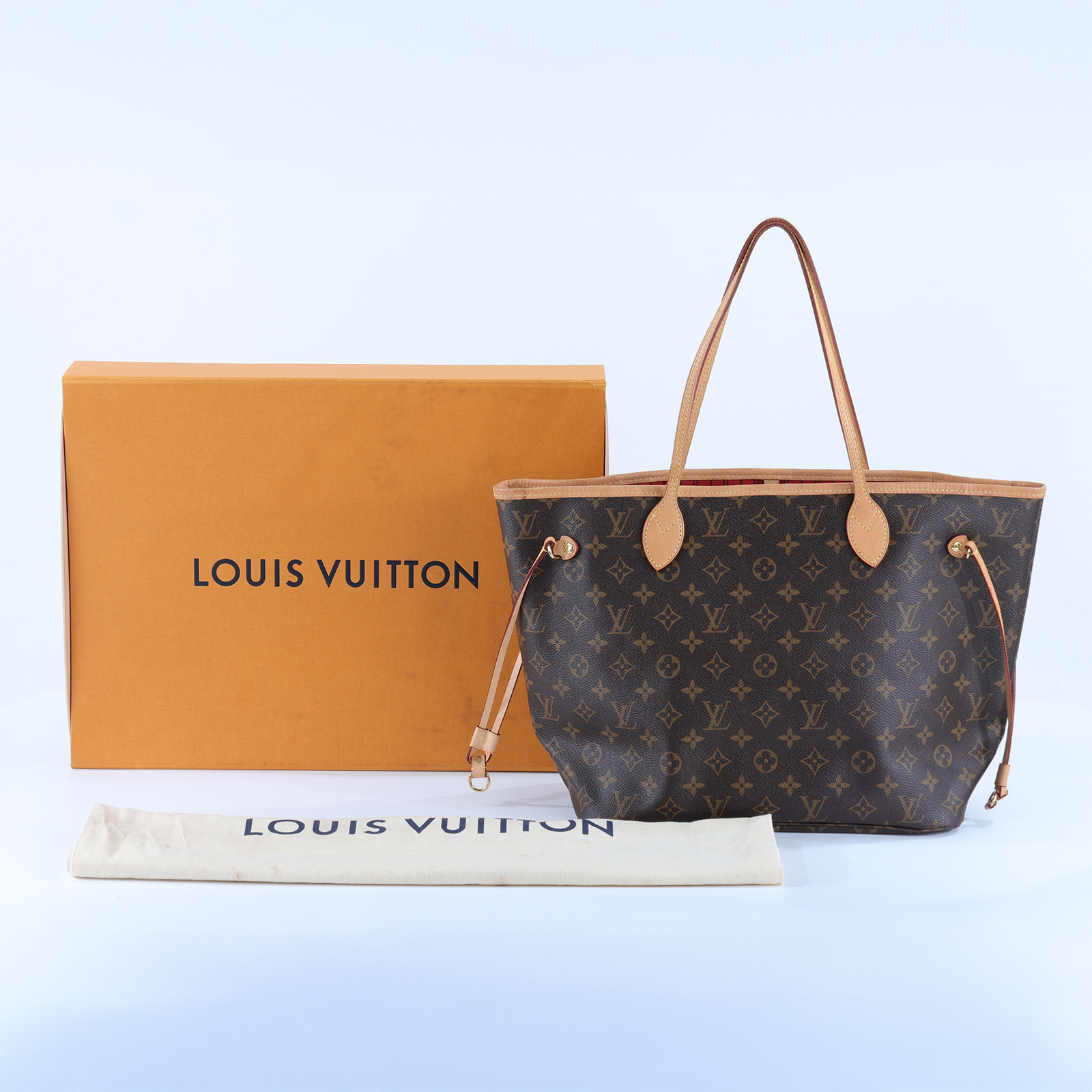 路易威登 LOUIS VUITTON Neverfull MM 櫻桃紅 肩背購物包 M41177 原花NEVERFULL中號 原廠盒子/防塵袋/內袋