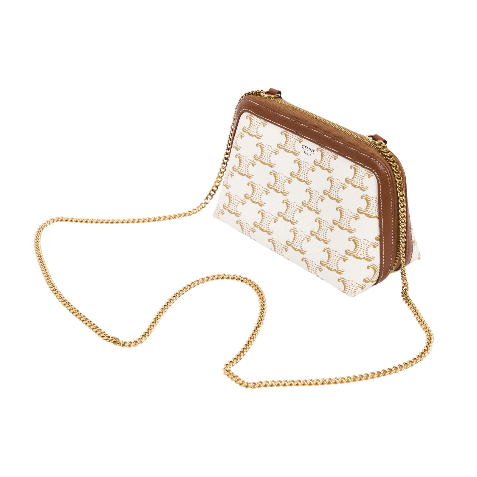 思琳 CELINE 標誌印花飾鍊 手提包 10E382CBX 白TRIUMPH貝殼鍊包 無附屬品