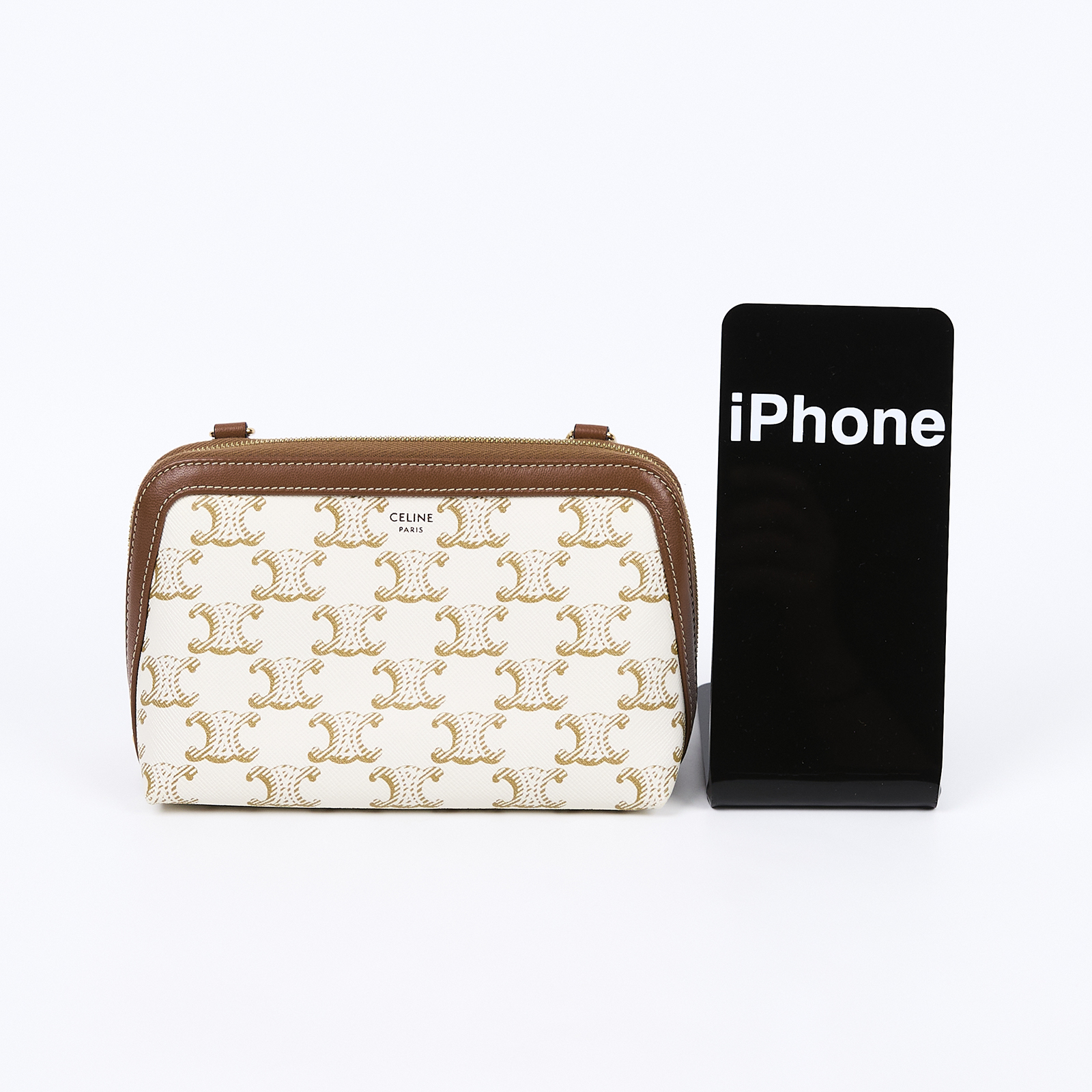 思琳 CELINE 標誌印花飾鍊 手提包 10E382CBX 白TRIUMPH貝殼鍊包 無附屬品