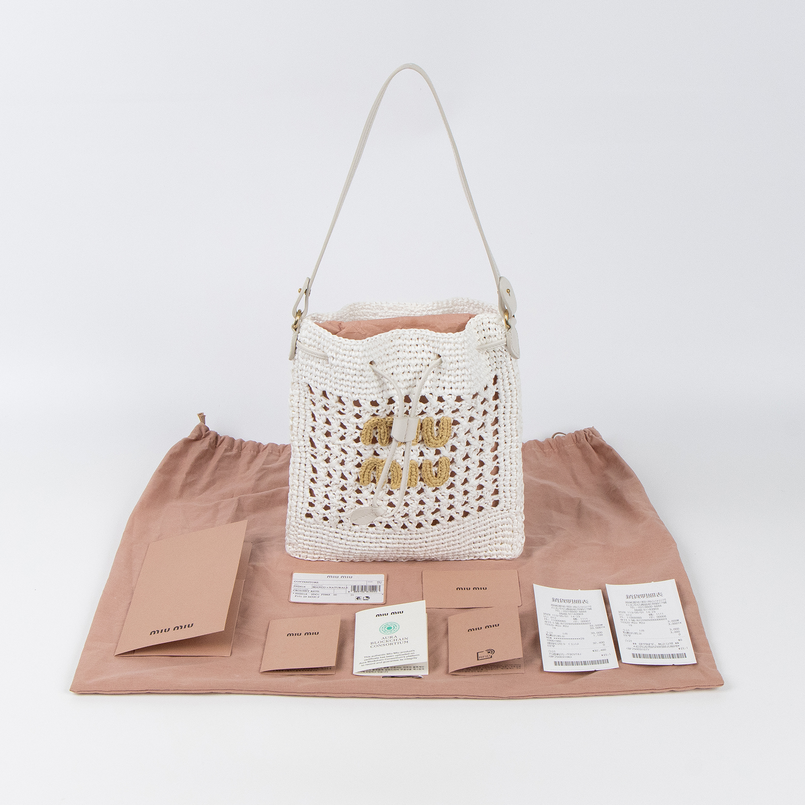 繆繆 MIU MIU 編織迷你包 5ND016_2DO1 白編織手提包 防塵袋/發票