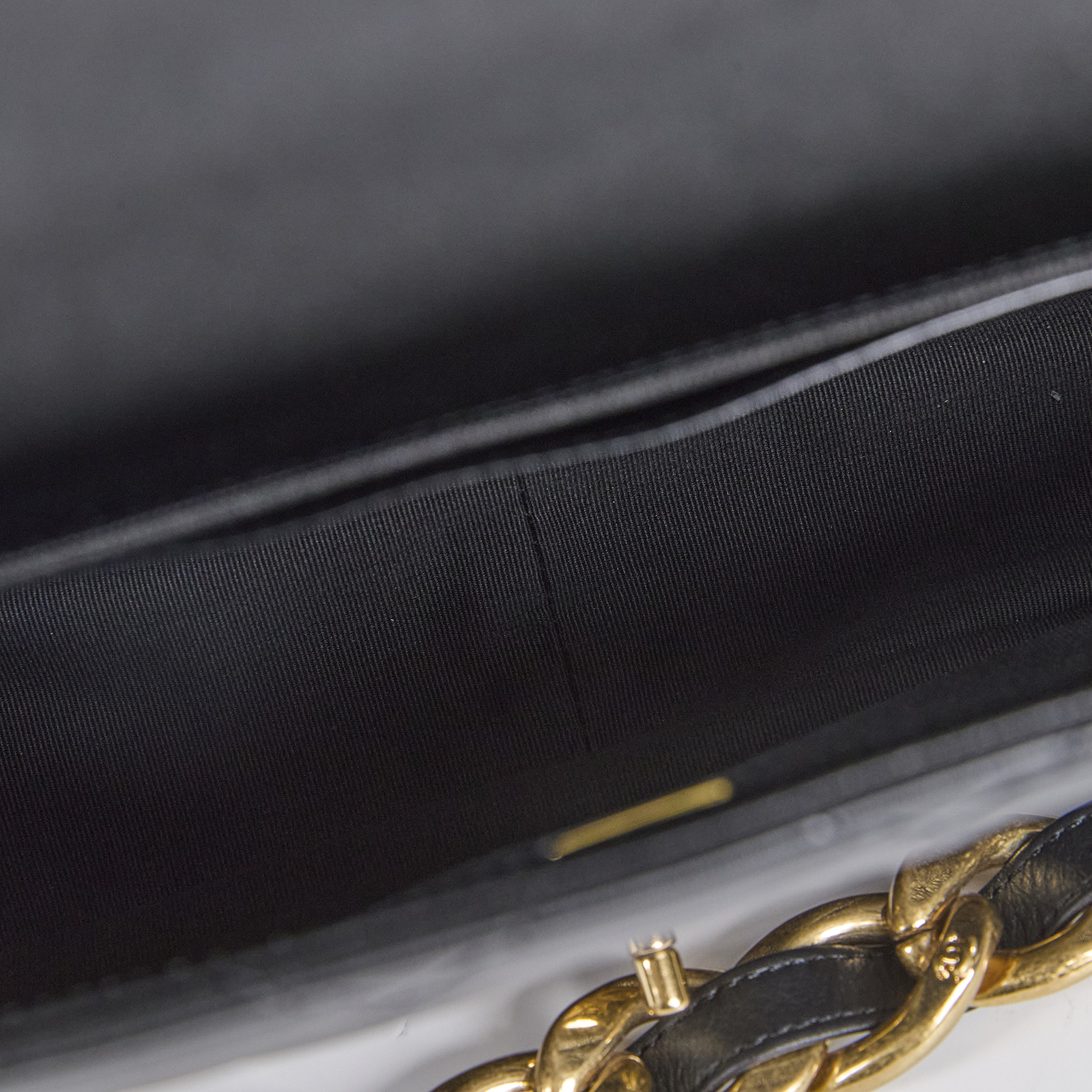 香奈兒 CHANEL 丹寧 粗鍊條 肩背 口蓋包 AS3216 黑金羊粗鍊肩背包 原廠盒子/防塵袋