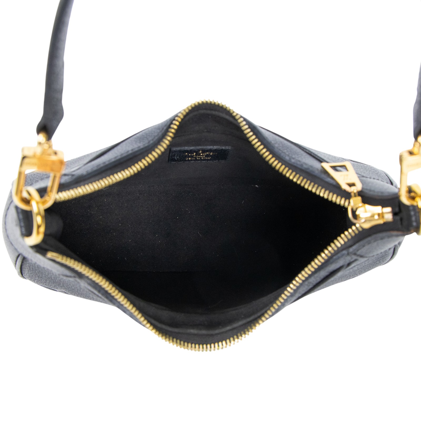 路易威登 LOUIS VUITTON Bagatelle 黑色 牛皮 肩背 斜背包 M46002 晶片款 黑壓紋Bagatelle手提肩背包 背帶/購買證明影本