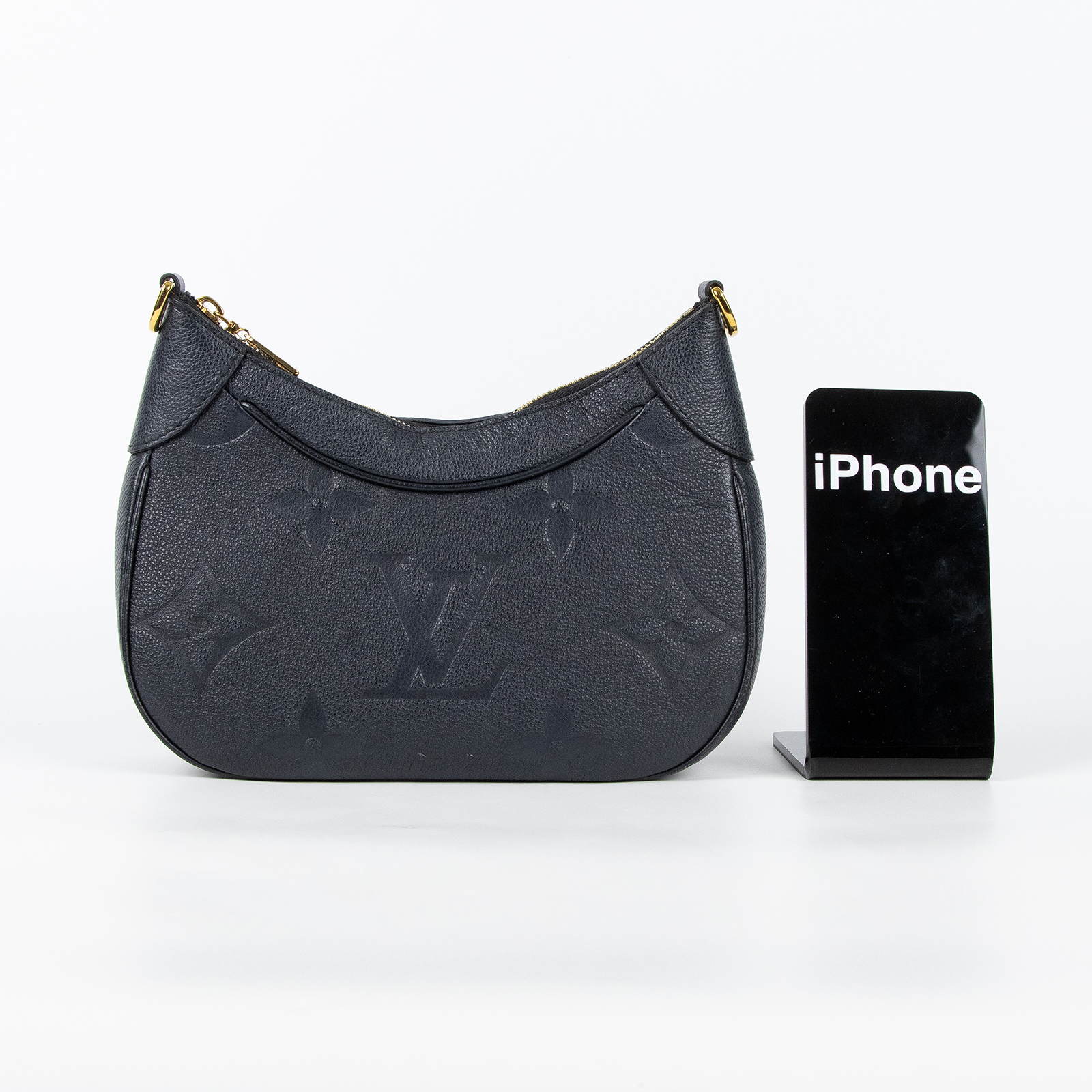 路易威登 LOUIS VUITTON Bagatelle 黑色 牛皮 肩背 斜背包 M46002 晶片款 黑壓紋Bagatelle手提肩背包 背帶/購買證明影本