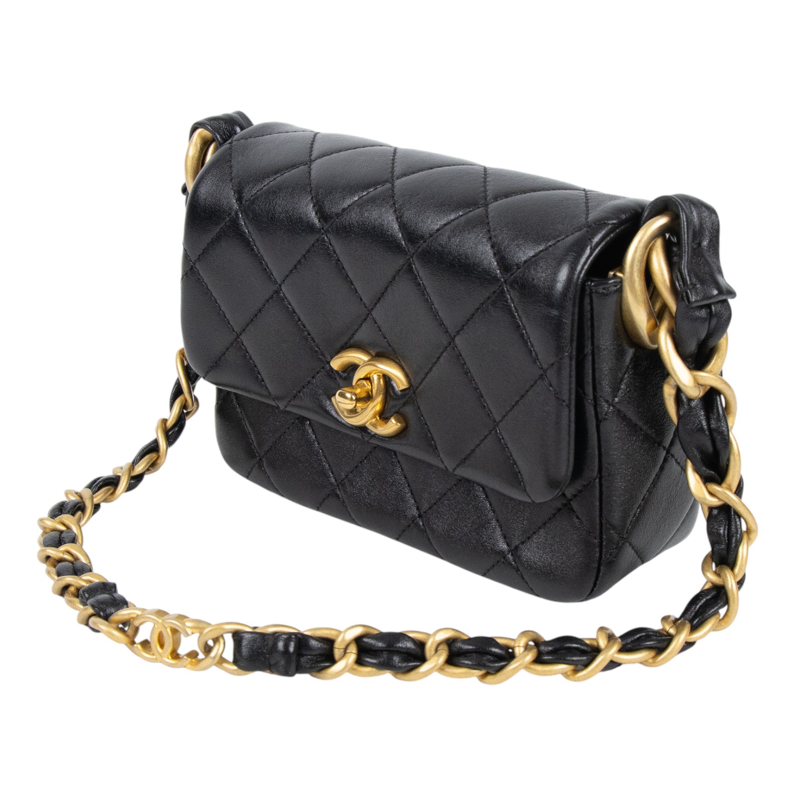 香奈兒 CHANEL 手提 方胖 口蓋包 AS4883 B16635 晶片款 黑金粗練方胖 原廠盒子/防塵袋/購買證明/發票