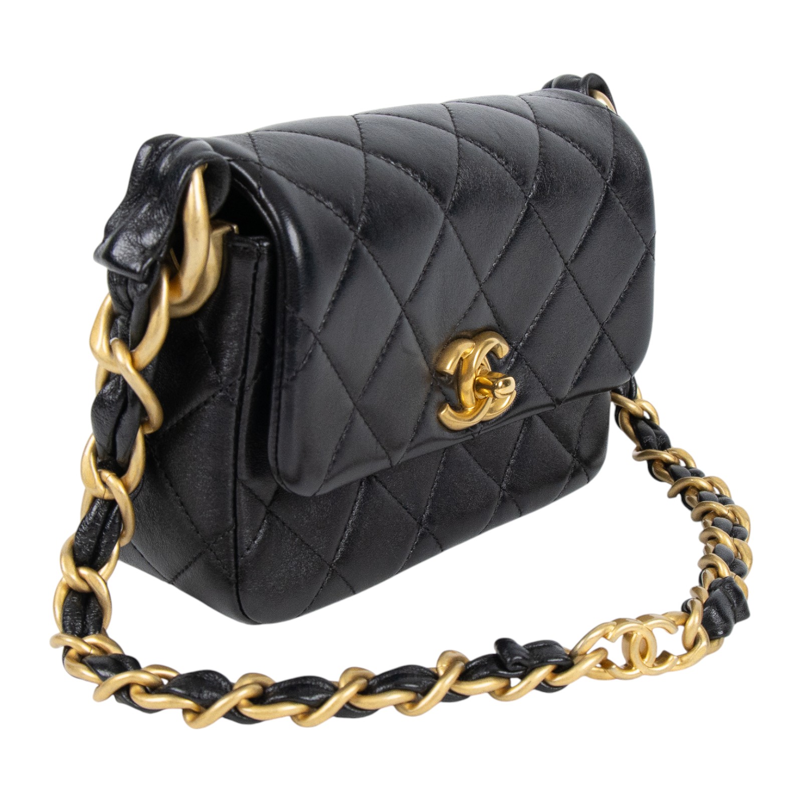 香奈兒 CHANEL 手提 方胖 口蓋包 AS4883 B16635 晶片款 黑金粗練方胖 原廠盒子/防塵袋/購買證明/發票