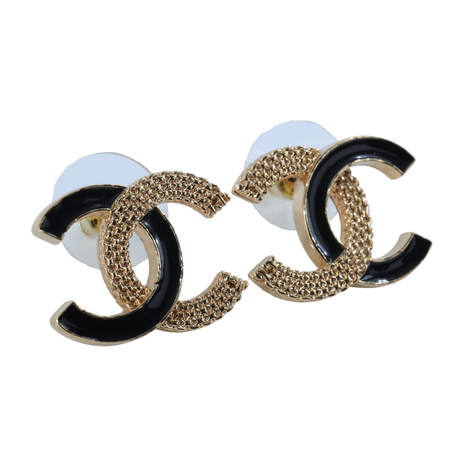 香奈兒 CHANEL 耳釘 ABC944 B16086ABC944/B24 P 黑金琺瑯雙C耳環 原廠盒子/防塵袋/購買證明/發票