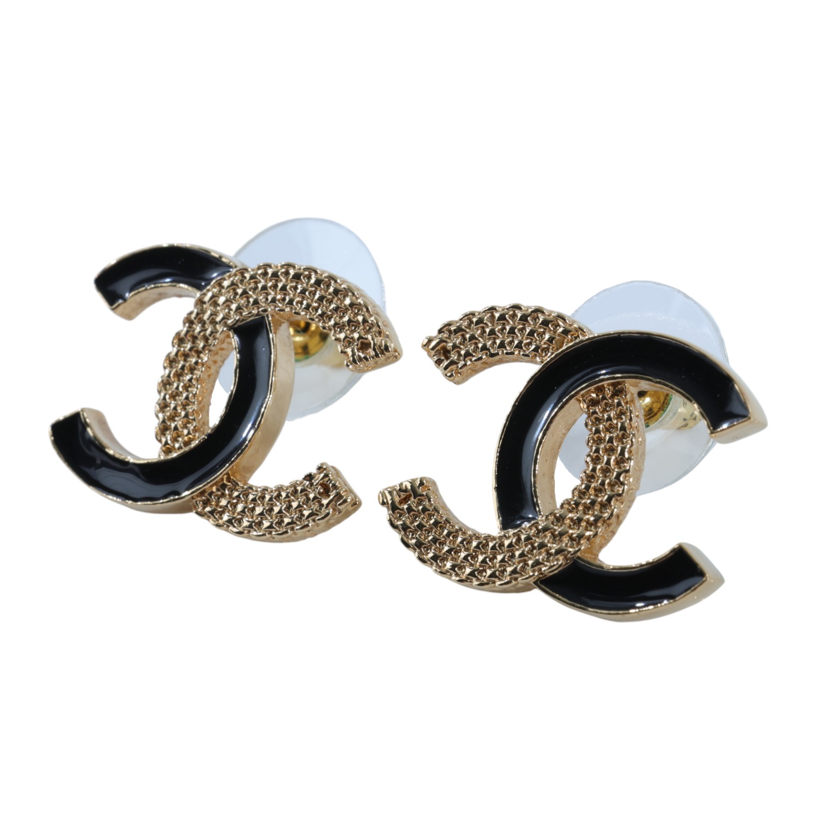 香奈兒 CHANEL 耳釘 ABC944 B16086ABC944/B24 P 黑金琺瑯雙C耳環 原廠盒子/防塵袋/購買證明/發票