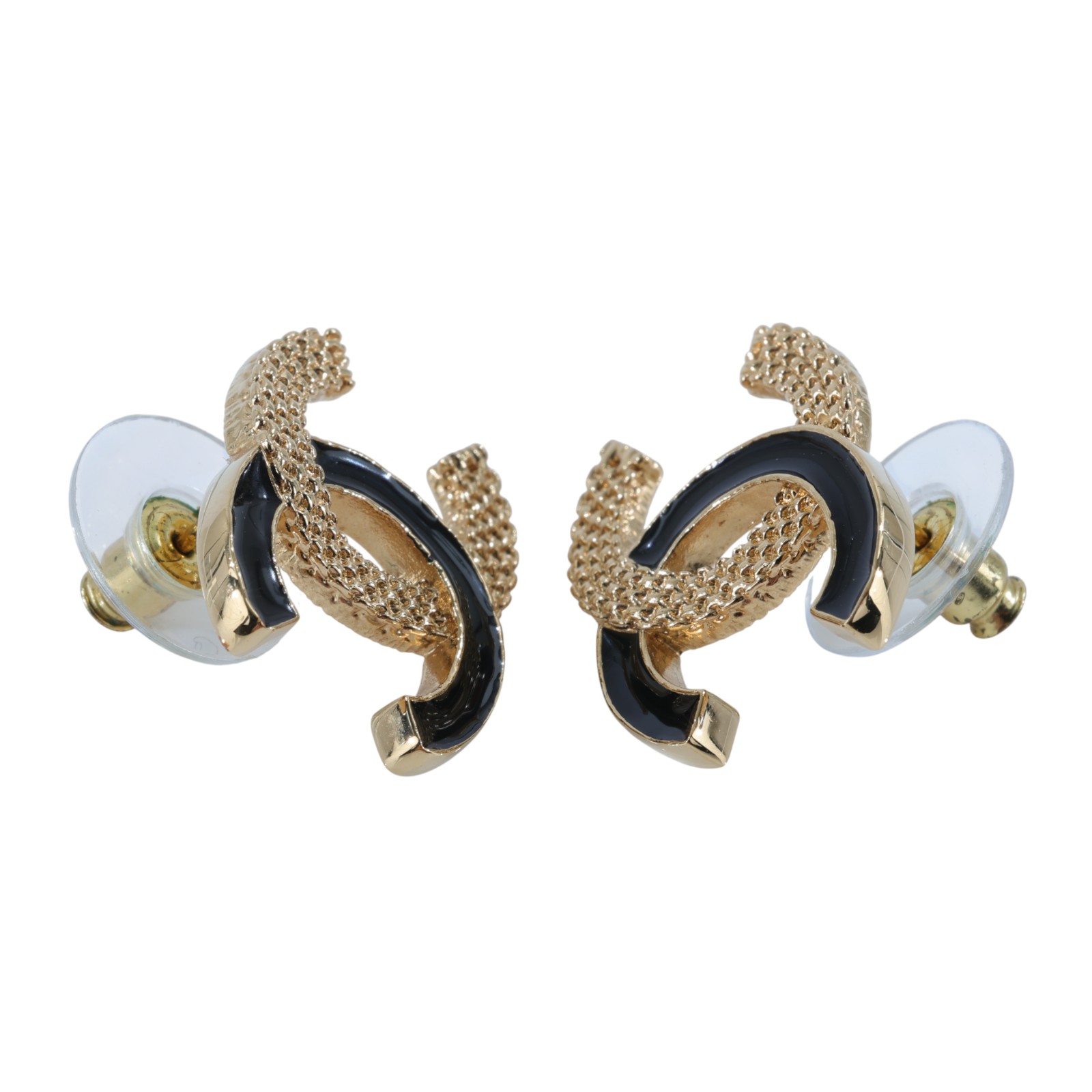 香奈兒 CHANEL 耳釘 ABC944 B16086ABC944/B24 P 黑金琺瑯雙C耳環 原廠盒子/防塵袋/購買證明/發票