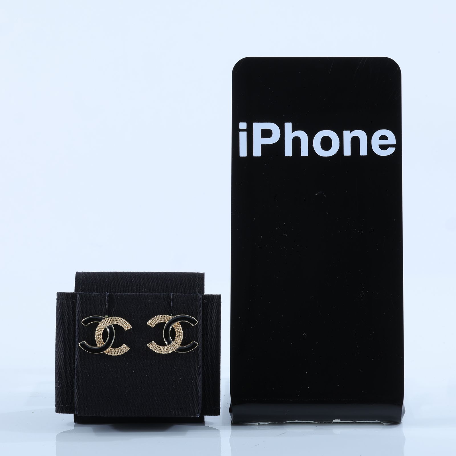 香奈兒 CHANEL 耳釘 ABC944 B16086ABC944/B24 P 黑金琺瑯雙C耳環 原廠盒子/防塵袋/購買證明/發票