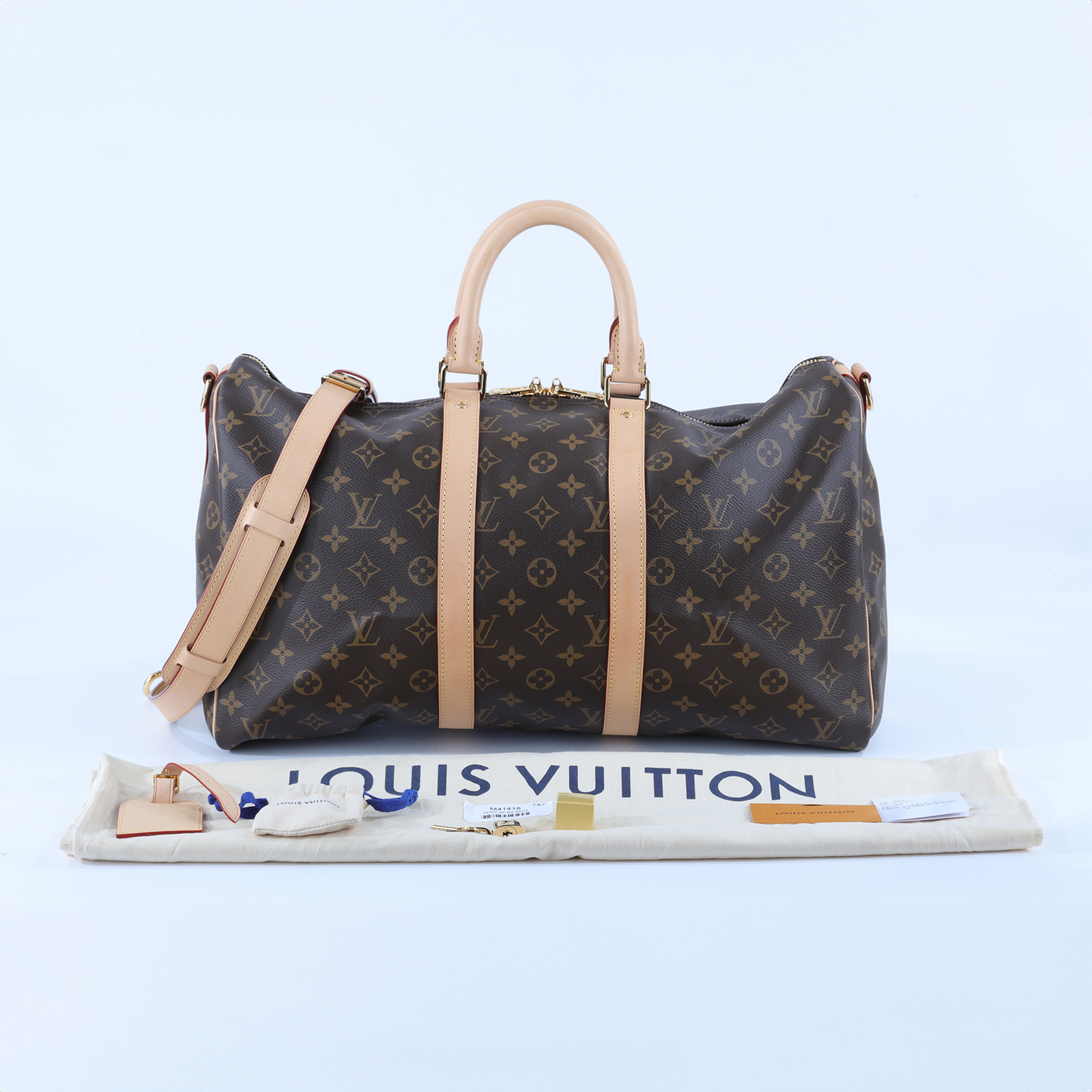 路易威登 LOUIS VUITTON Keepall Bandoulière 45 Monogram經典帆布 波士頓包  旅行袋 M41418 晶片款  背帶/吊牌/鎖組/防塵袋