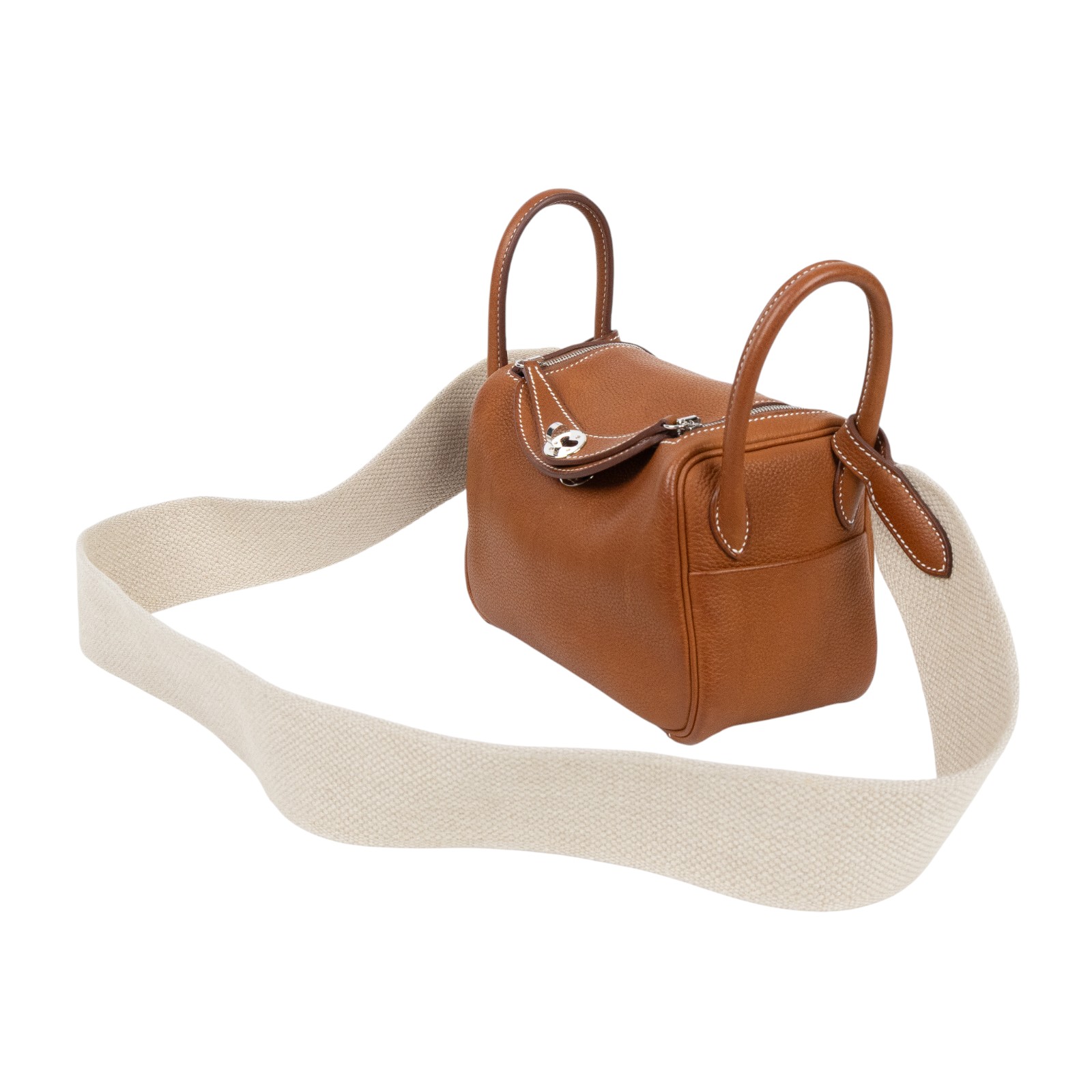 愛馬仕 Hermes Lindy II 琳迪包 迷你 銀色五金 fauve ficelle H085954CKAA W MA 3B9 IP  防塵袋/背帶