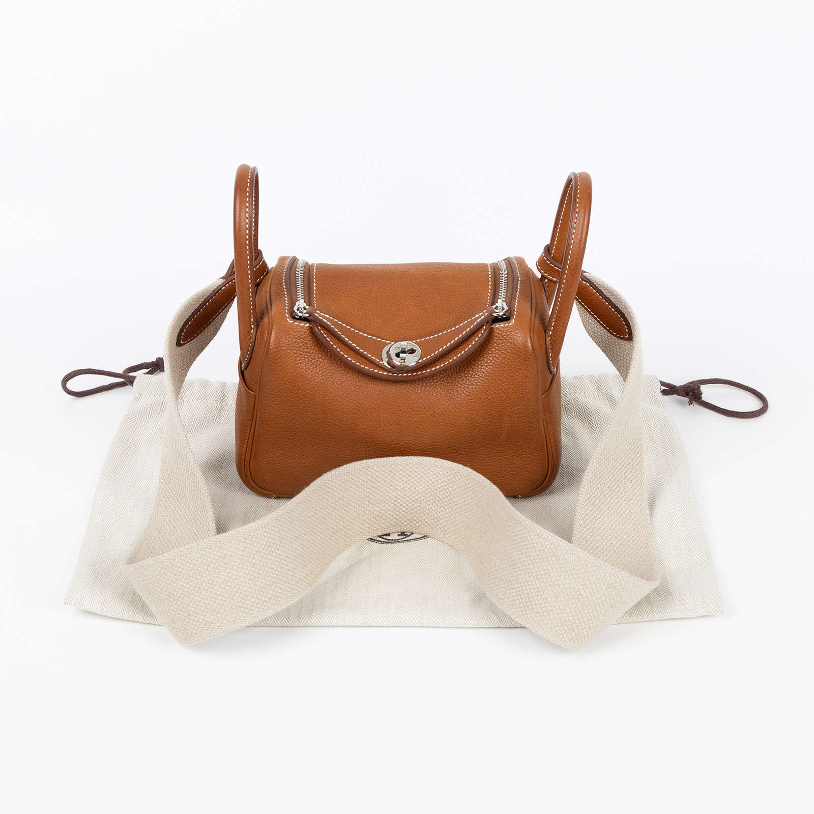 愛馬仕 Hermes Lindy II 琳迪包 迷你 銀色五金 fauve ficelle H085954CKAA W MA 3B9 IP  防塵袋/背帶