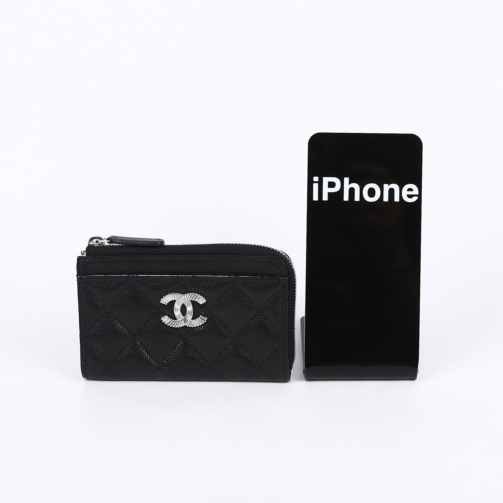 香奈兒 CHANEL 卡夾 拉鍊零錢包 AP4336 晶片款 黑銀荔枝L拉鍊零錢包 防塵袋