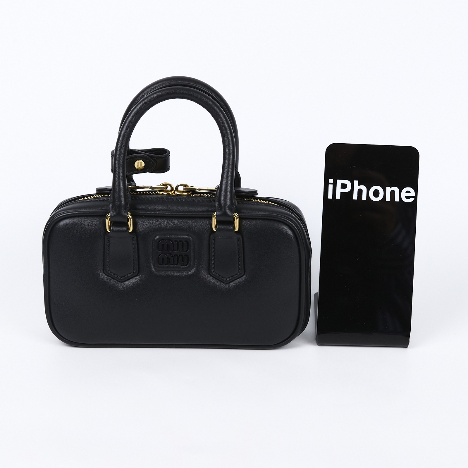 繆繆 MIU MIU Arcadie 皮革 手袋 迷你 5BP088_ACR3 黑金Arcadie手提肩背包MINI 防塵袋/背帶