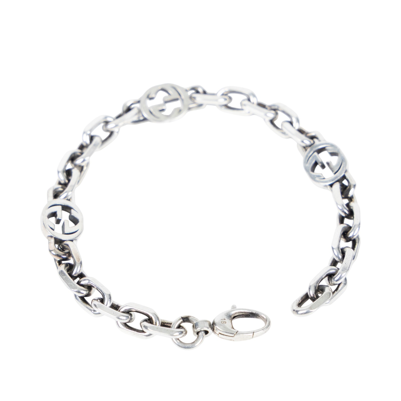 古馳 GUCCI Interlocking G 手鏈 620798 J8400_18 925銀GG手鍊#18 原廠盒子/防塵袋