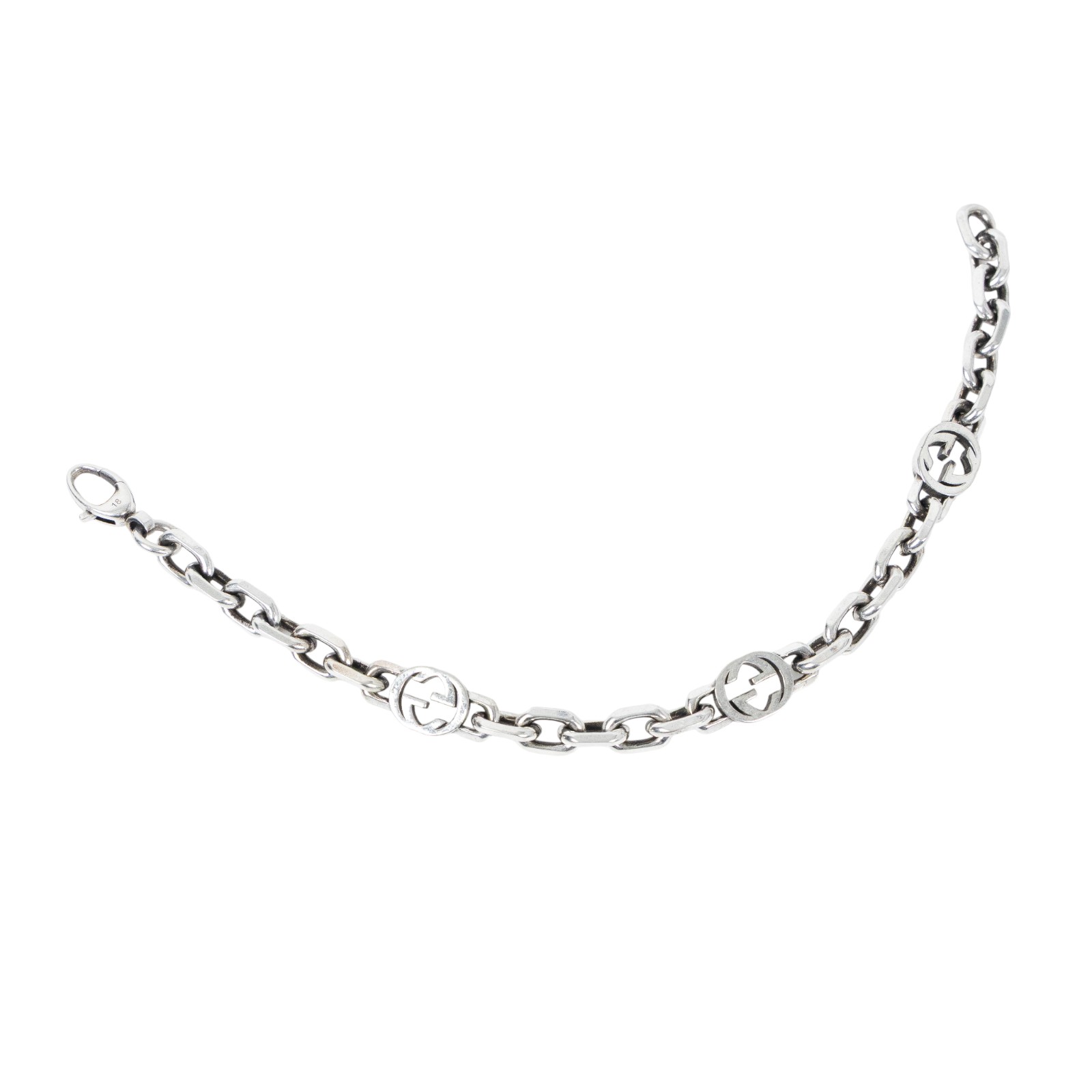 古馳 GUCCI Interlocking G 手鏈 620798 J8400_18 925銀GG手鍊#18 原廠盒子/防塵袋