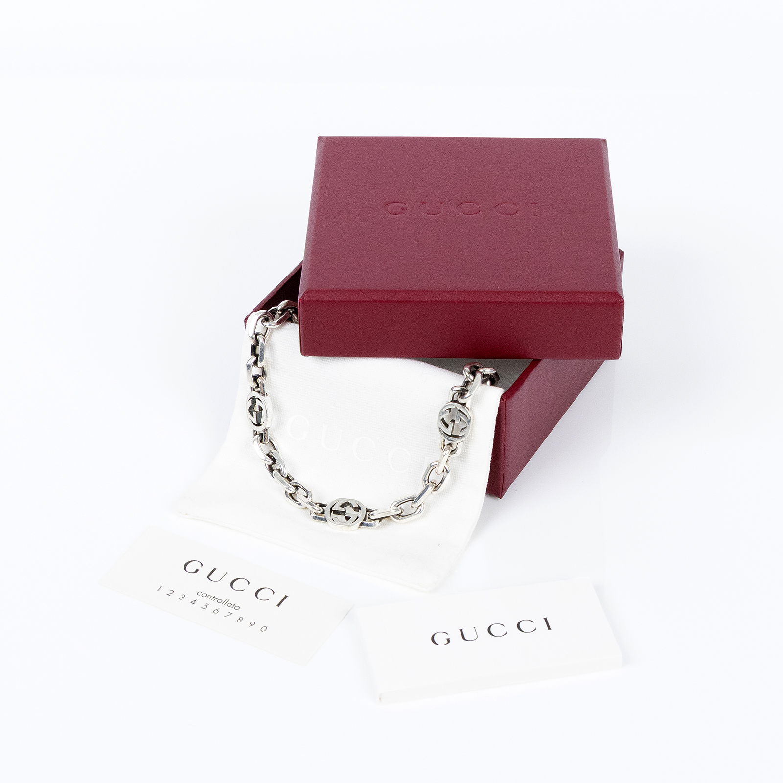古馳 GUCCI Interlocking G 手鏈 620798 J8400_18 925銀GG手鍊#18 原廠盒子/防塵袋