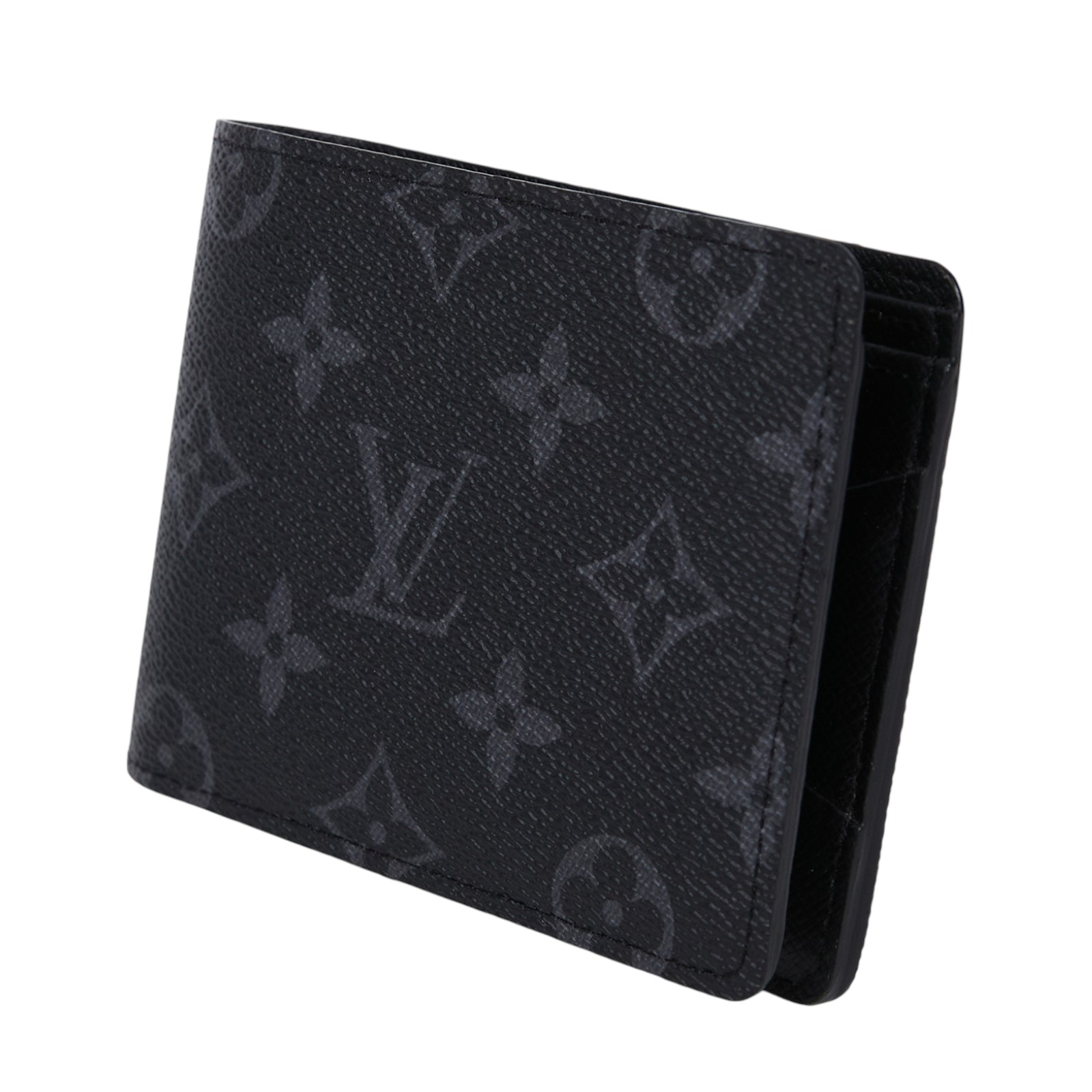 路易威登 LOUIS VUITTON Multiple Eclipse帆布 錢包 短夾 M61695 晶片款 黑原花對折短夾 原廠盒子/防塵袋
