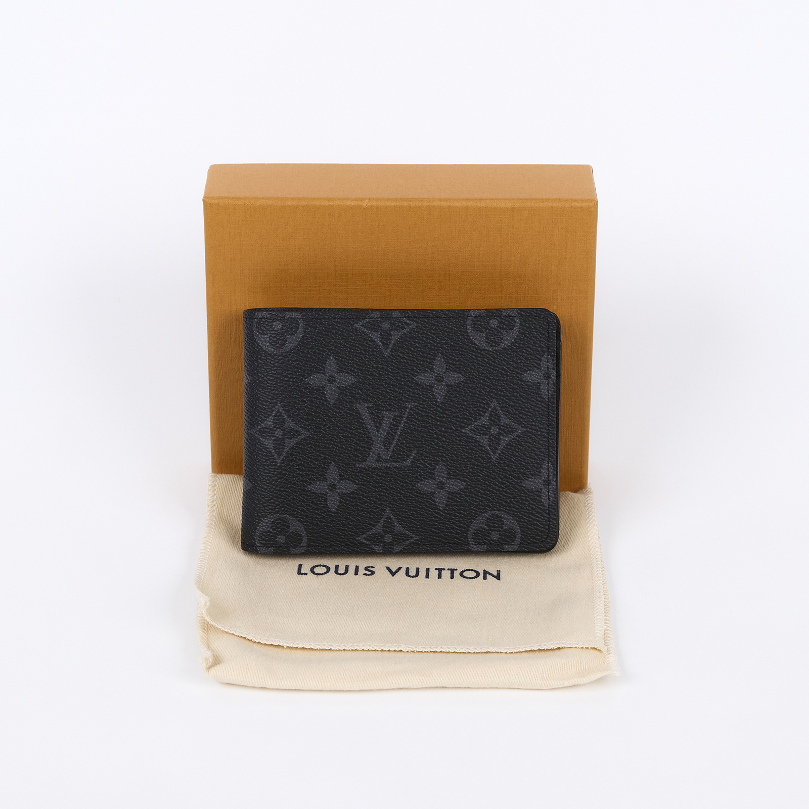 路易威登 LOUIS VUITTON Multiple Eclipse帆布 錢包 短夾 M61695 晶片款 黑原花對折短夾 原廠盒子/防塵袋