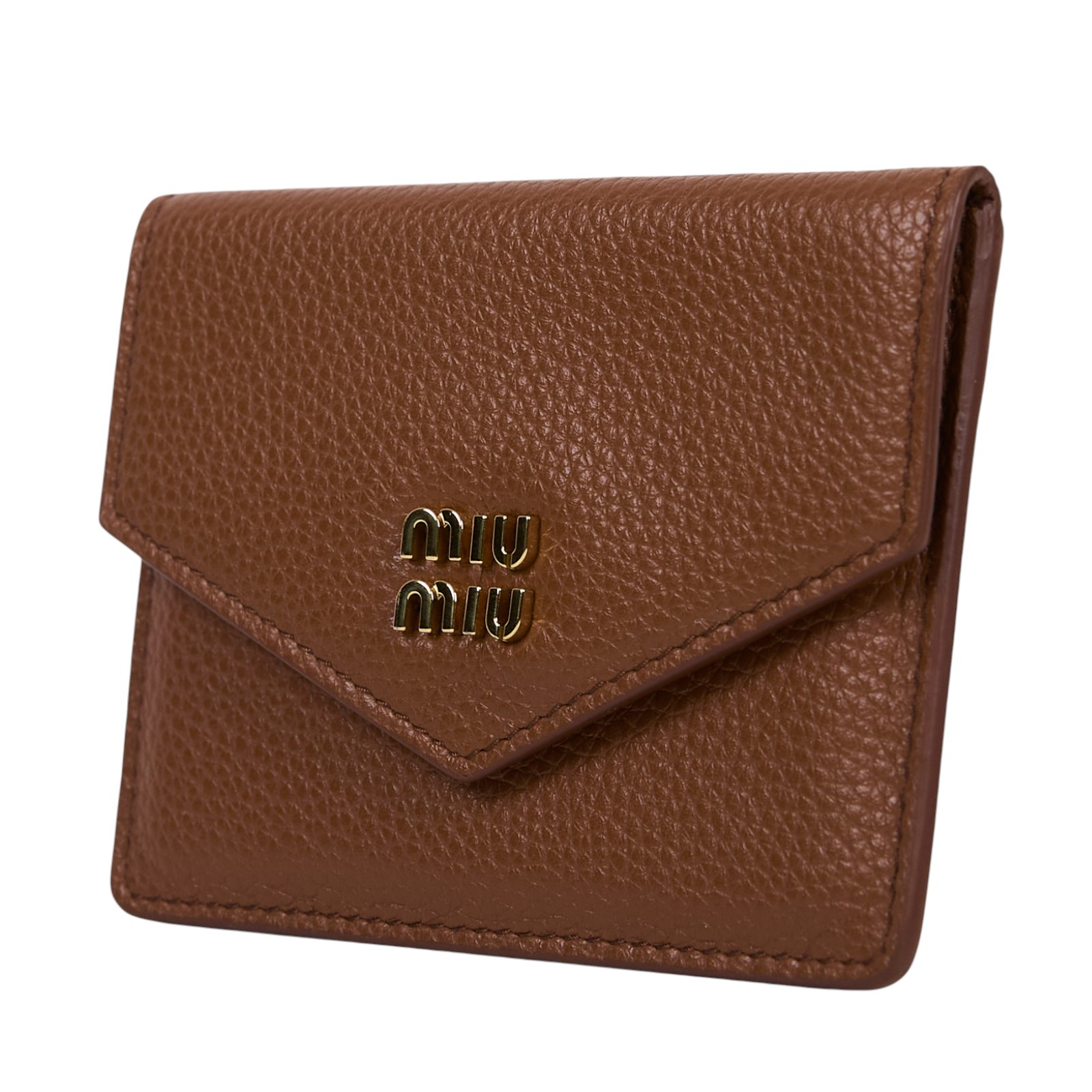 繆繆 MIU MIU 金屬標誌 卡片夾 5MF031_ADT7 咖啡色卡夾 原廠盒子
