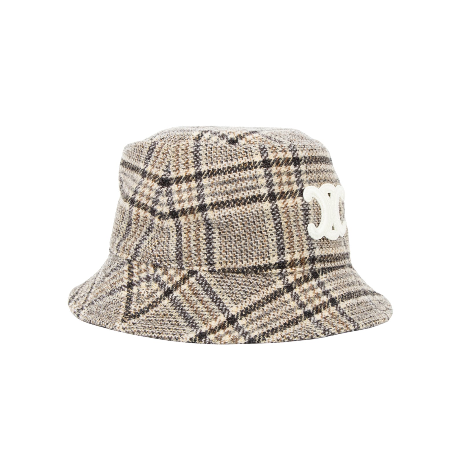 思琳 CELINE Triomphe 水桶帽 2AUE5471S_M TRIOMPHE格纹羊毛渔夫帽 無附屬品