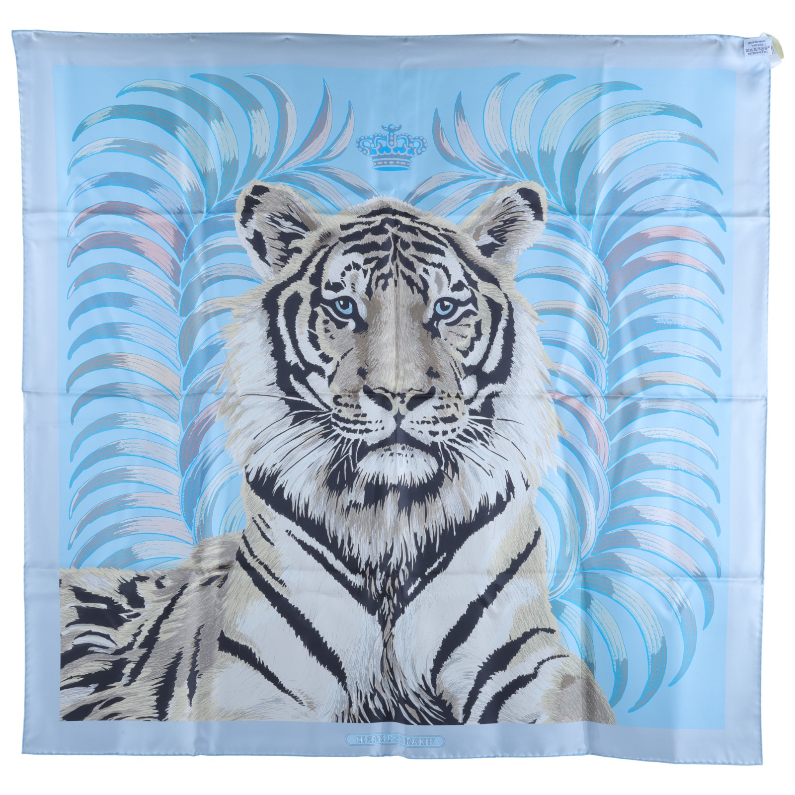 愛馬仕 Hermes Les Folies du Faubourg 90方巾 艷黃色 紅色 栗棕色 H004147Sv08  藍底黑老虎絲巾90x90 原廠盒子