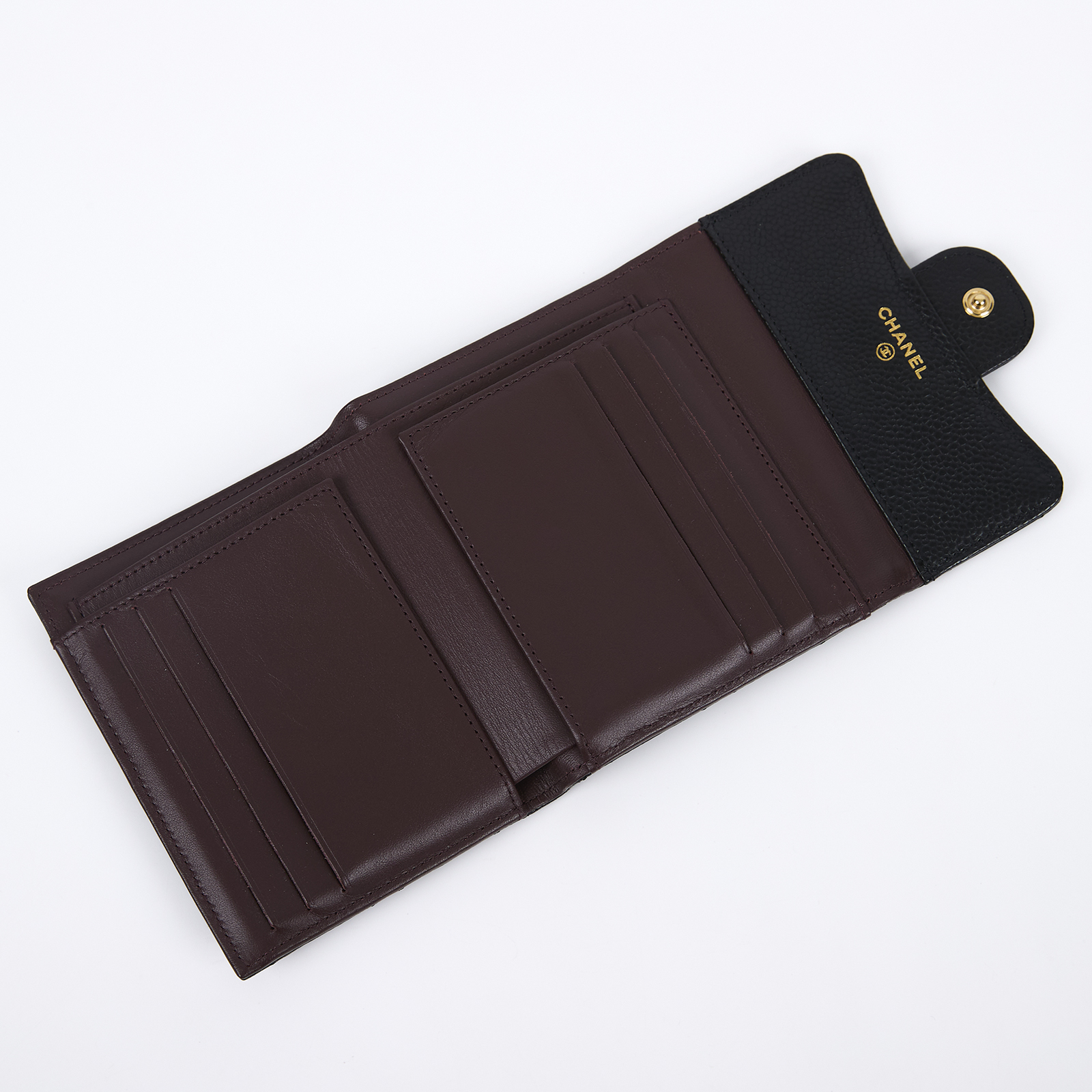 香奈兒 CHANEL 經典 小型 口蓋 皮夾 短夾  AP0231 晶片款 黑金荔枝三折短夾 原廠盒子/防塵袋