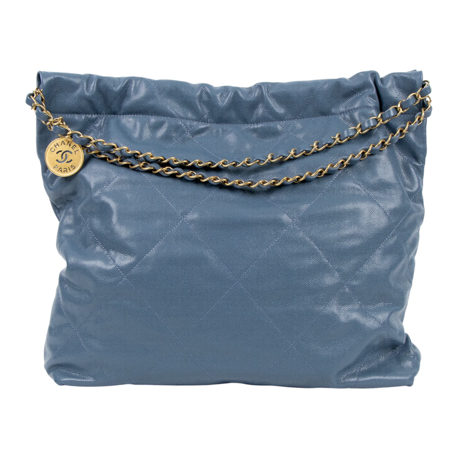 香奈兒 CHANEL 22 小型 束口包 AS3260 晶片款 藍金荔枝22BAG 小號 防塵袋/內袋