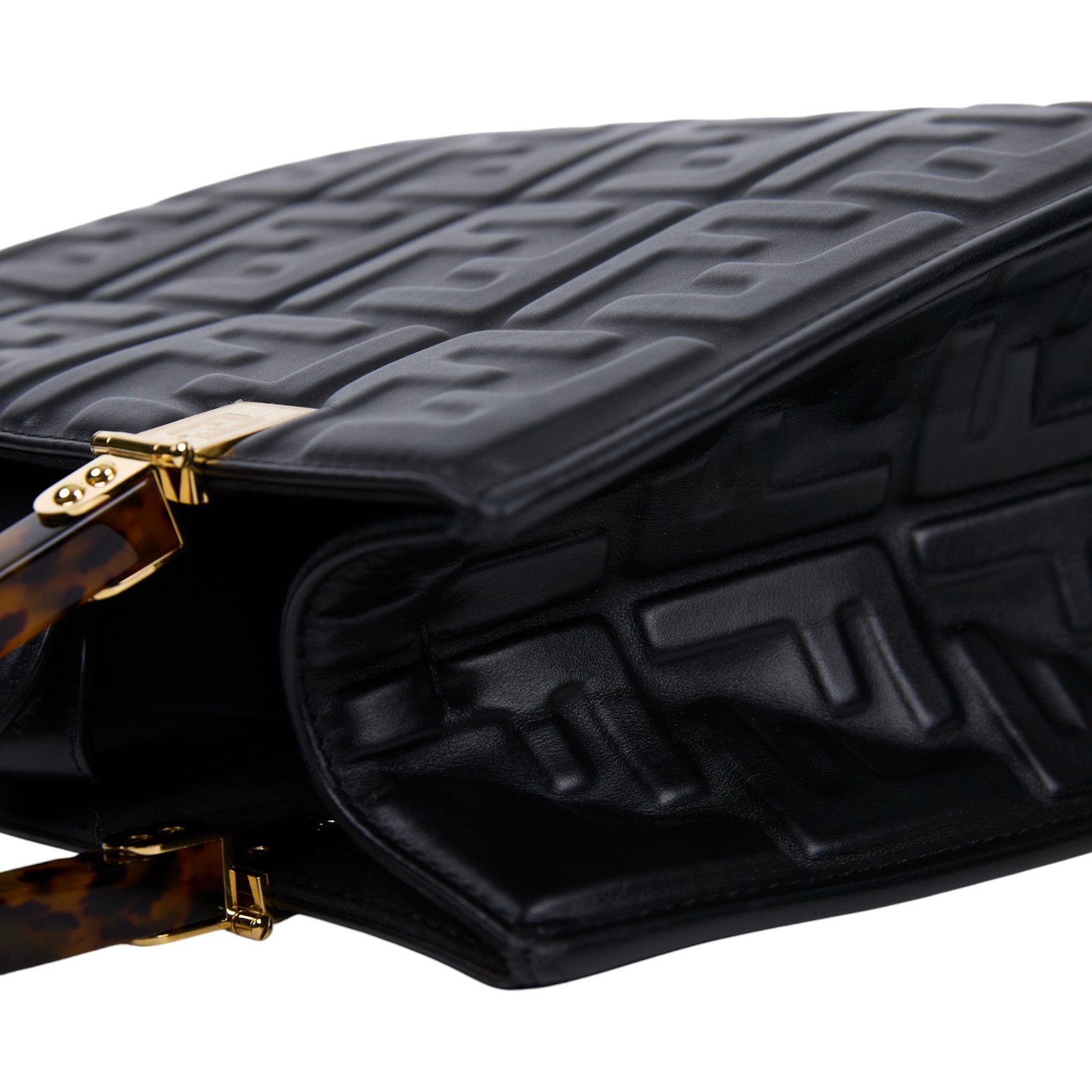 芬迪 FENDI Sunshine 小型 皮革 手提袋 8BH394AMCY 黑皮革壓紋SUNSHINE托特包 SMALL 防塵袋/背帶