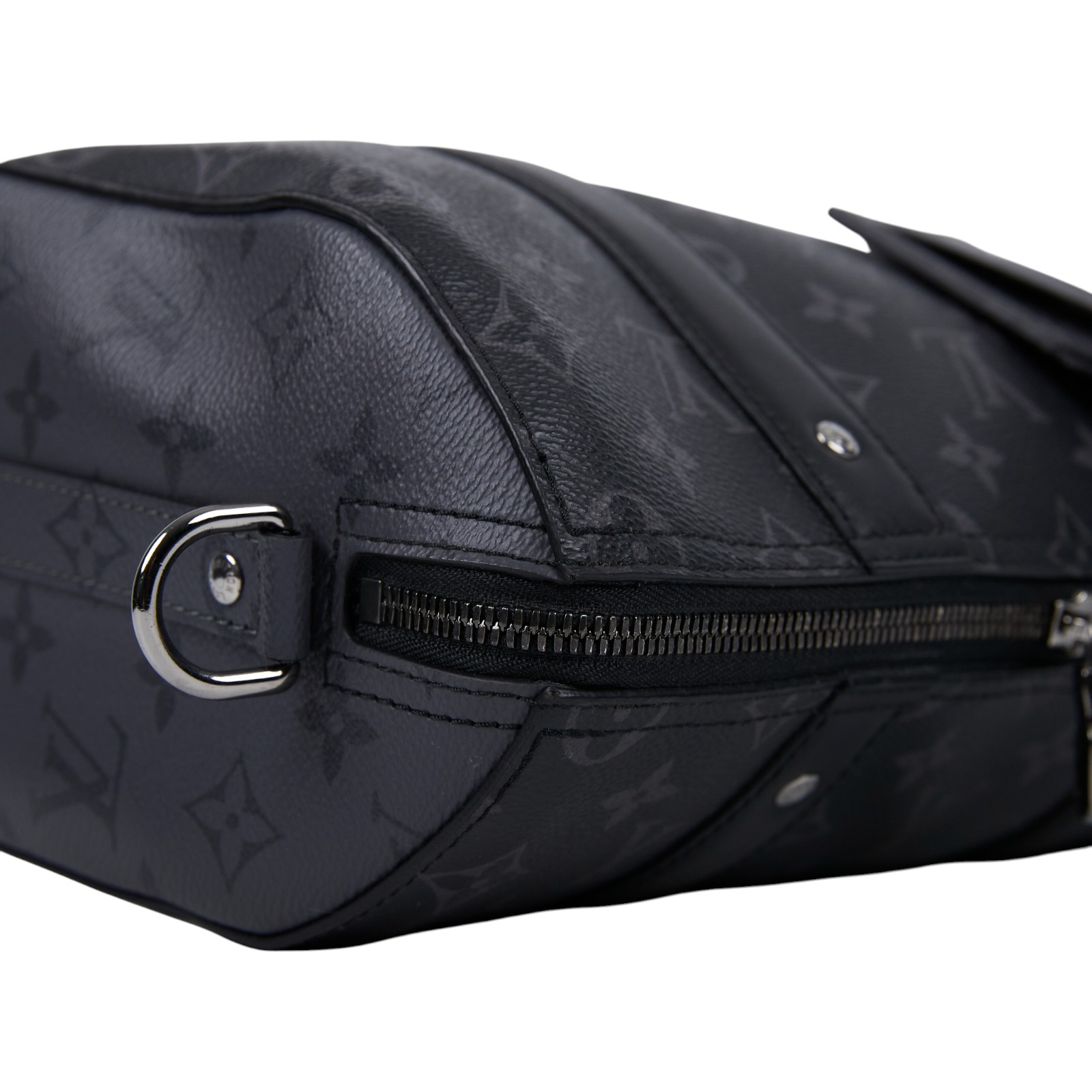 路易威登 LOUIS VUITTON City Keepall Eclipse帆布 拉鍊 斜背包 黑色 M45936 晶片款  原廠盒子/防塵袋/背帶/吊牌