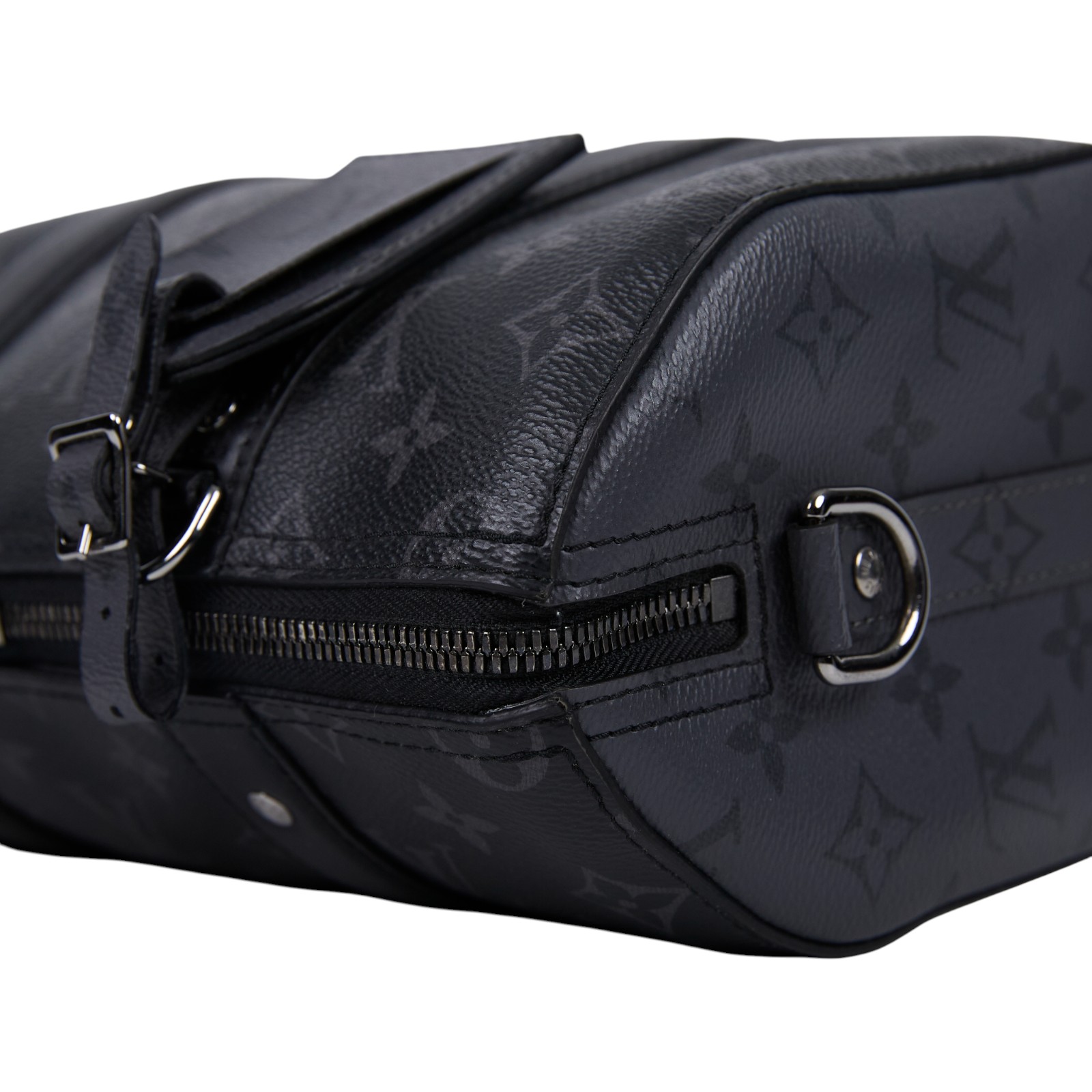 路易威登 LOUIS VUITTON City Keepall Eclipse帆布 拉鍊 斜背包 黑色 M45936 晶片款  原廠盒子/防塵袋/背帶/吊牌