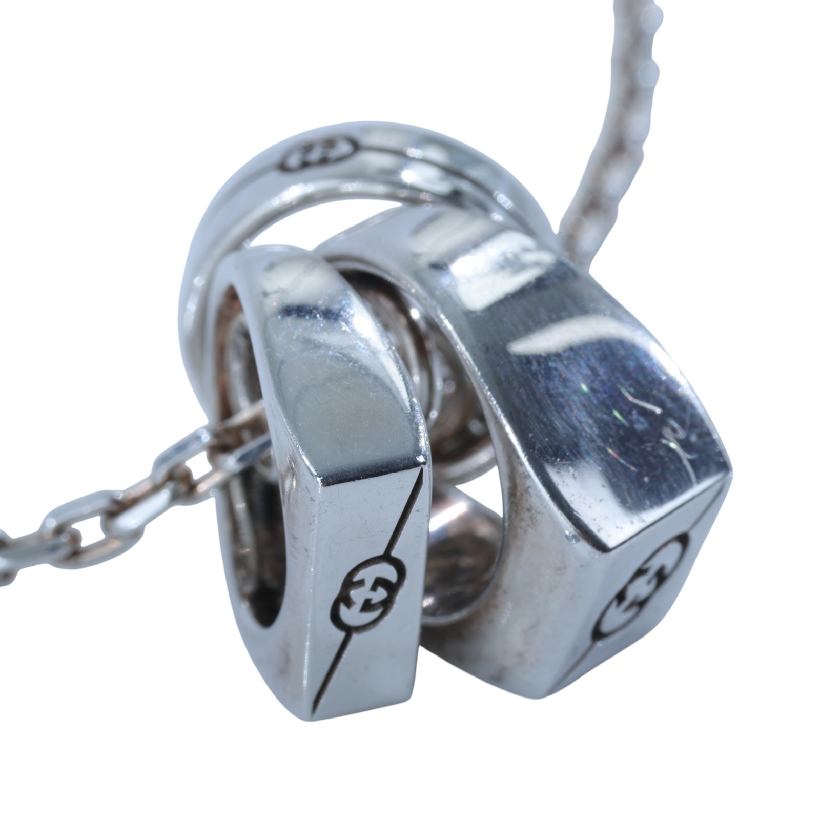 古馳 GUCCI Interlocking G 項鏈  925純銀三環項鍊 原廠盒子/防塵袋