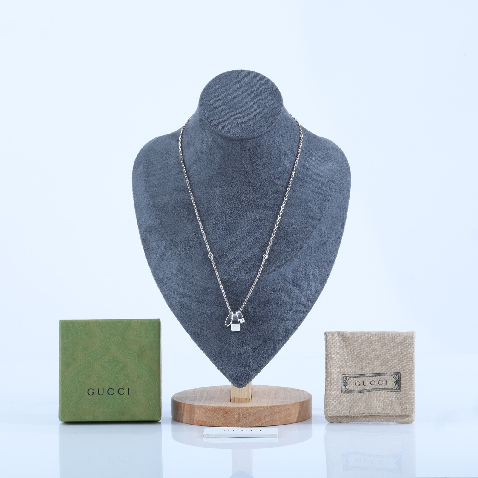 古馳 GUCCI Interlocking G 項鏈  925純銀三環項鍊 原廠盒子/防塵袋