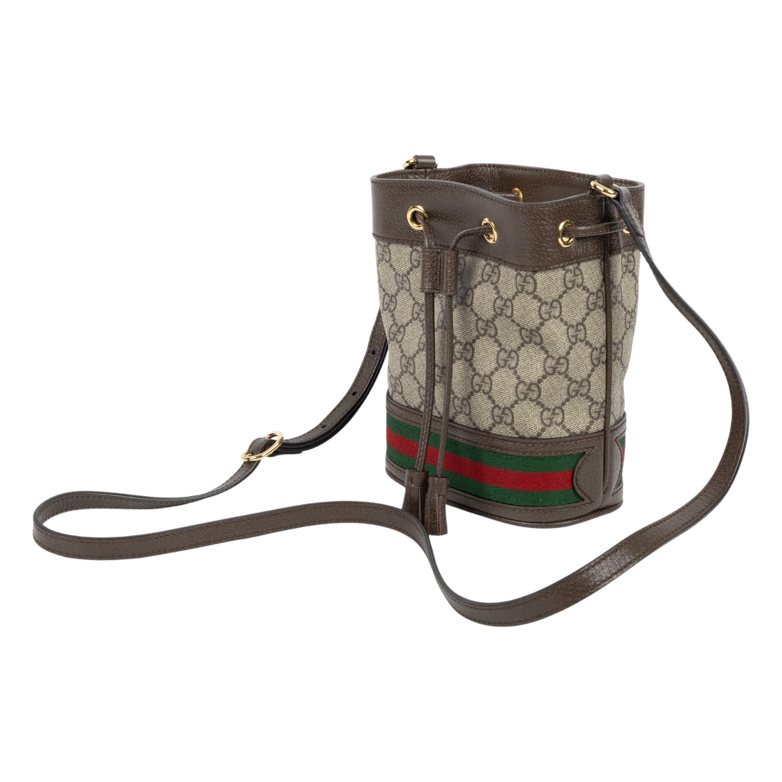 古馳 GUCCI Ophidia GG 迷你 水桶袋 米色 烏木色 550620 96I3B 棕GG紋OPHIDIA水桶包 原廠盒子/防塵袋