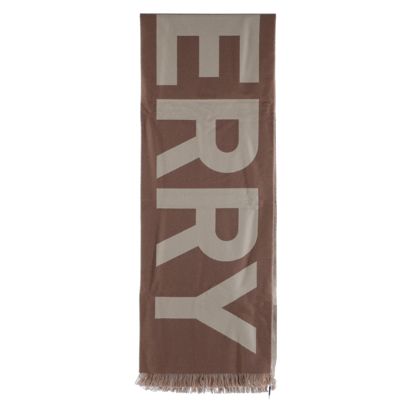 博柏利 BURBERRY LOGO 羊毛提花圍巾 Birch Brown 80571481 深咖拼淺咖LOGO圍巾 原廠盒子