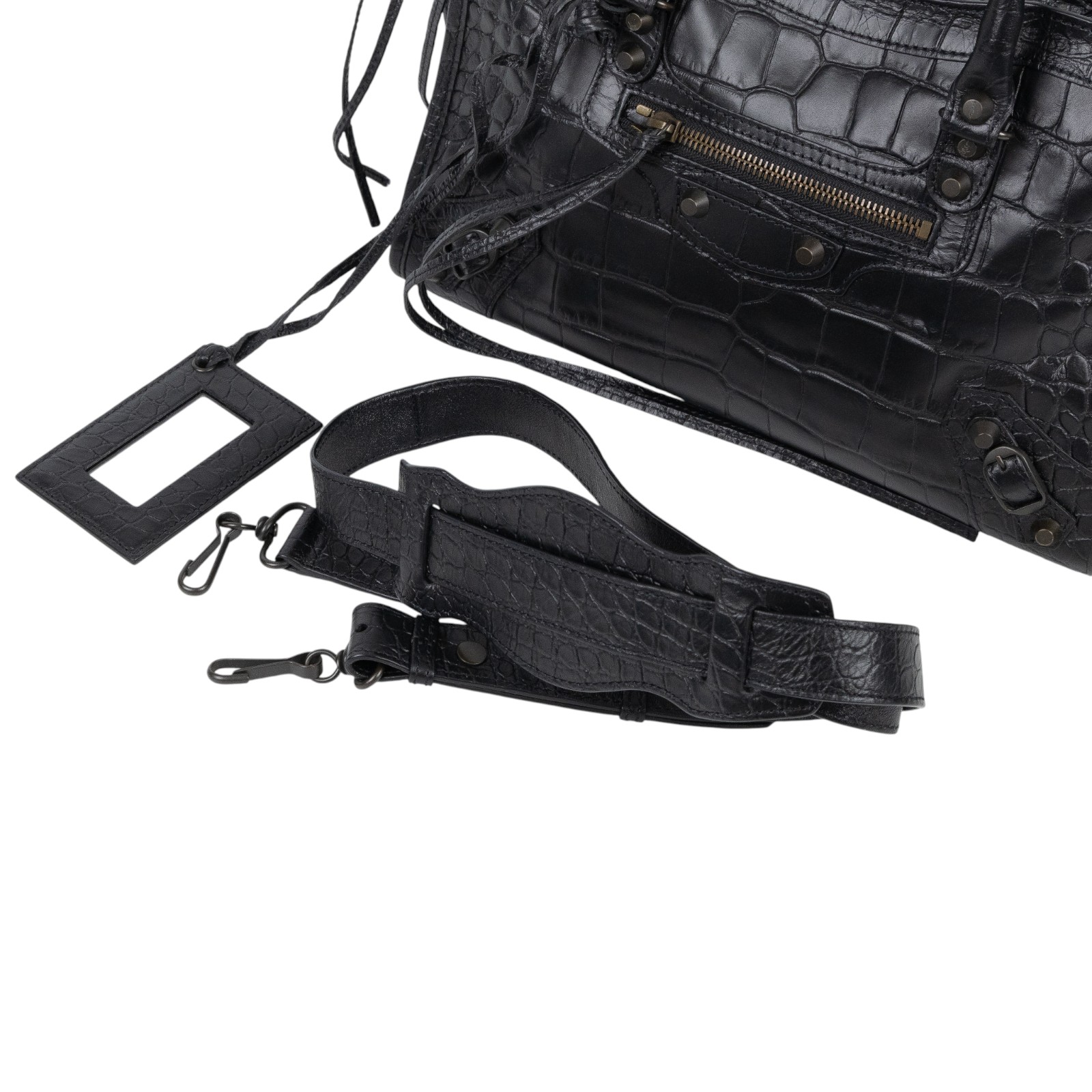 巴黎世家 BALENCIAGA CLassic City S 機車包 431621DLI2T 黑壓紋機車包 防塵袋/背帶2/鏡子/購買證明/發票