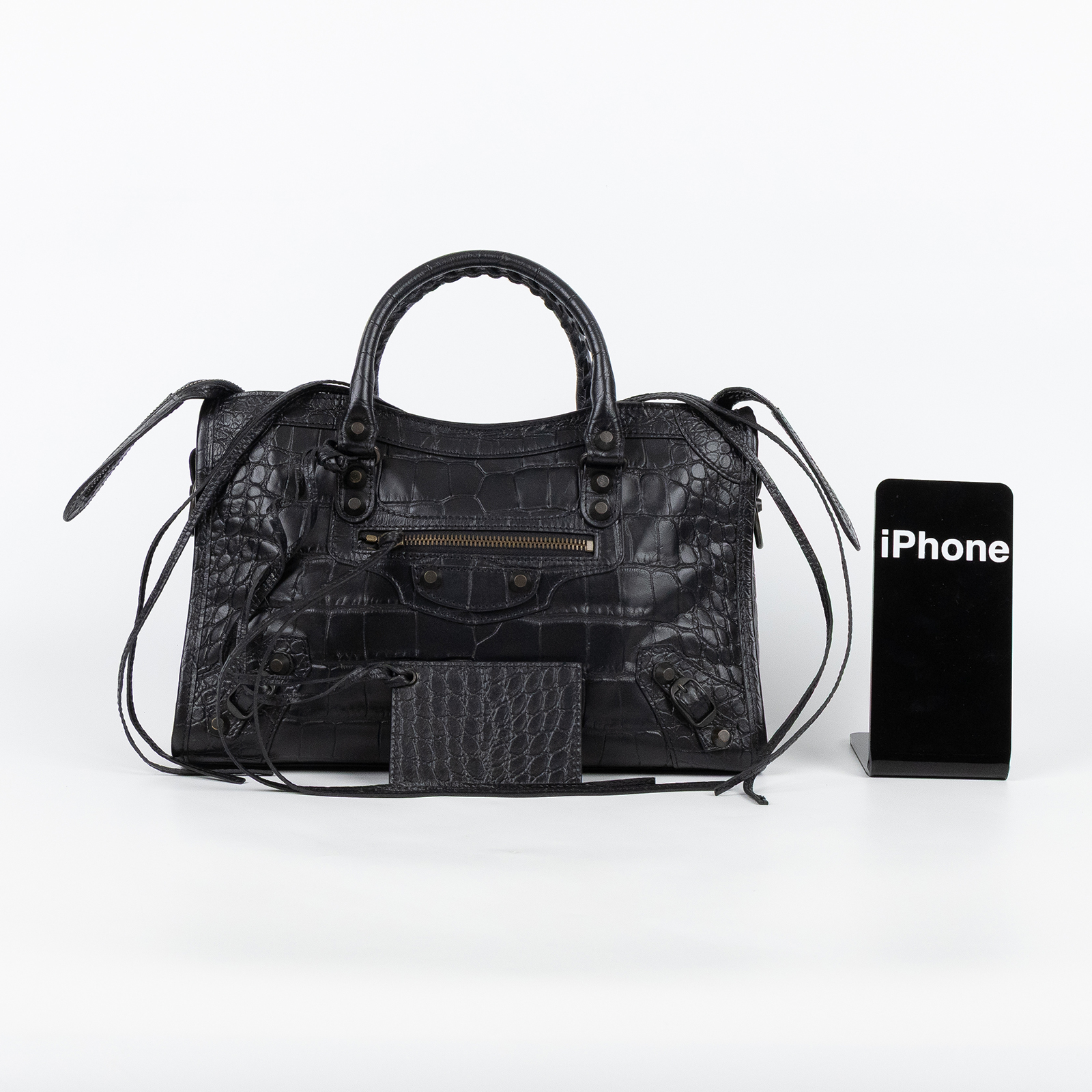 巴黎世家 BALENCIAGA CLassic City S 機車包 431621DLI2T 黑壓紋機車包 防塵袋/背帶2/鏡子/購買證明/發票