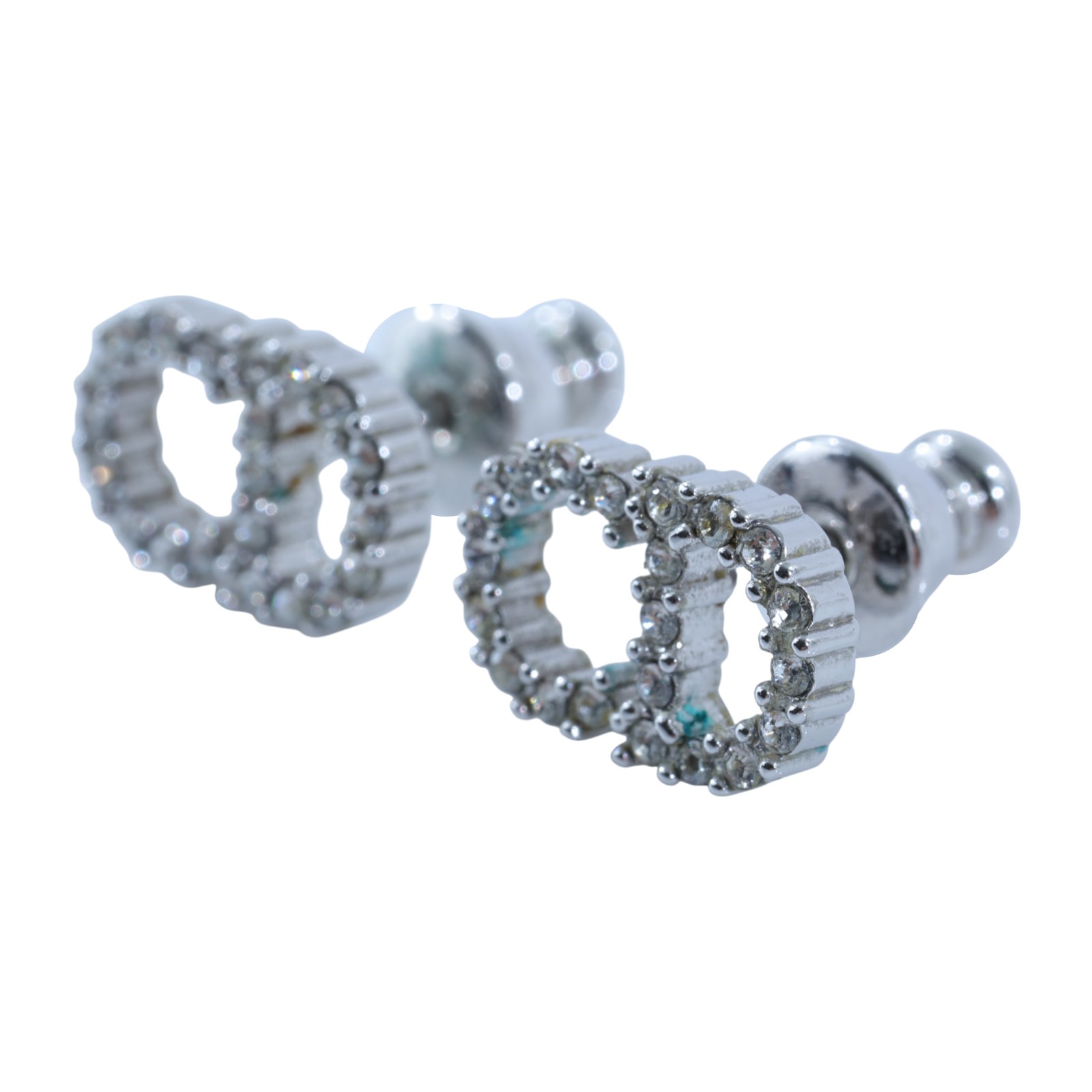 迪奧 CHRISTIAN DIOR Clair D Lune 耳釘 E1715CDLCY 銀色CD水鑽耳環 原廠盒子/防塵袋/購買證明影本