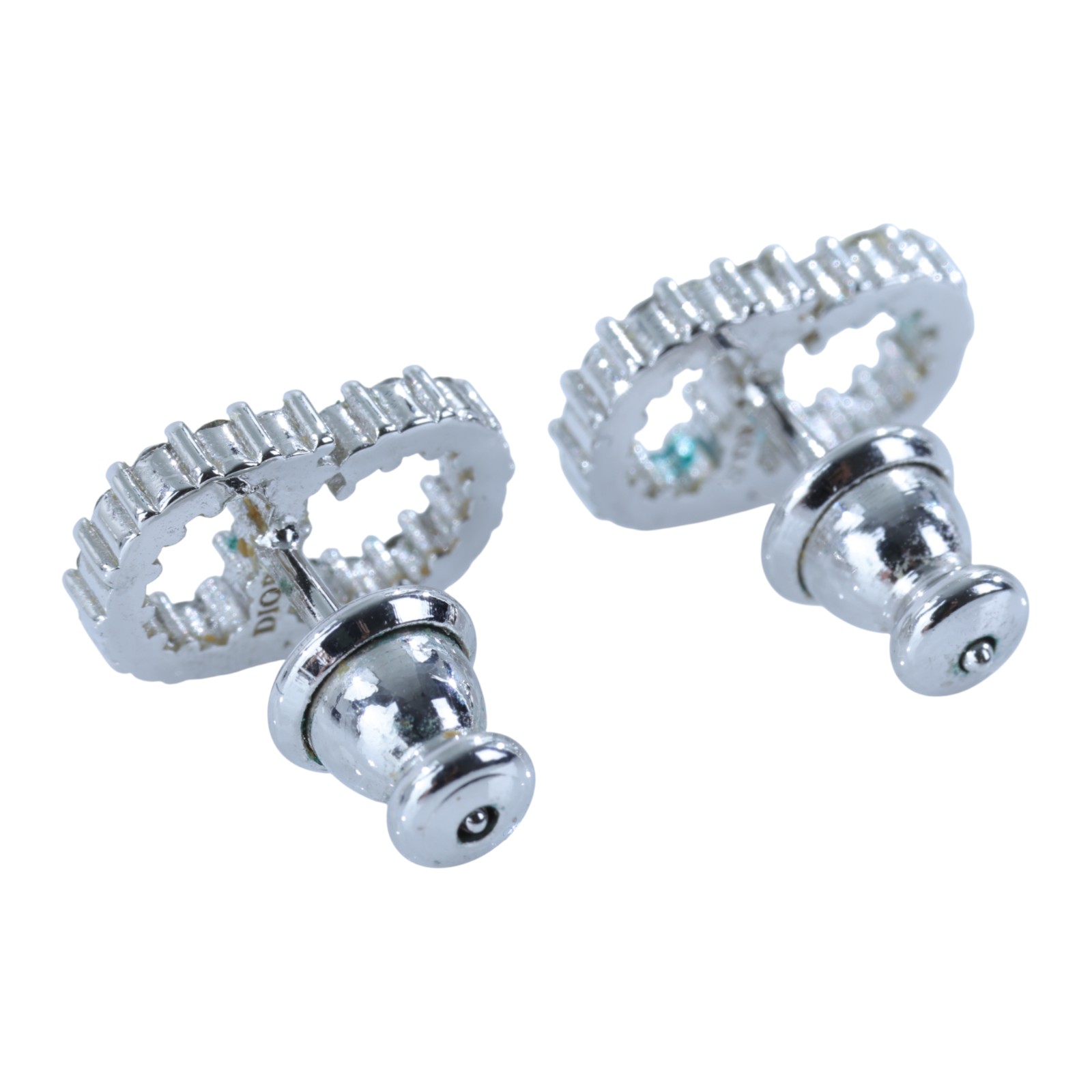 迪奧 CHRISTIAN DIOR Clair D Lune 耳釘 E1715CDLCY 銀色CD水鑽耳環 原廠盒子/防塵袋/購買證明影本