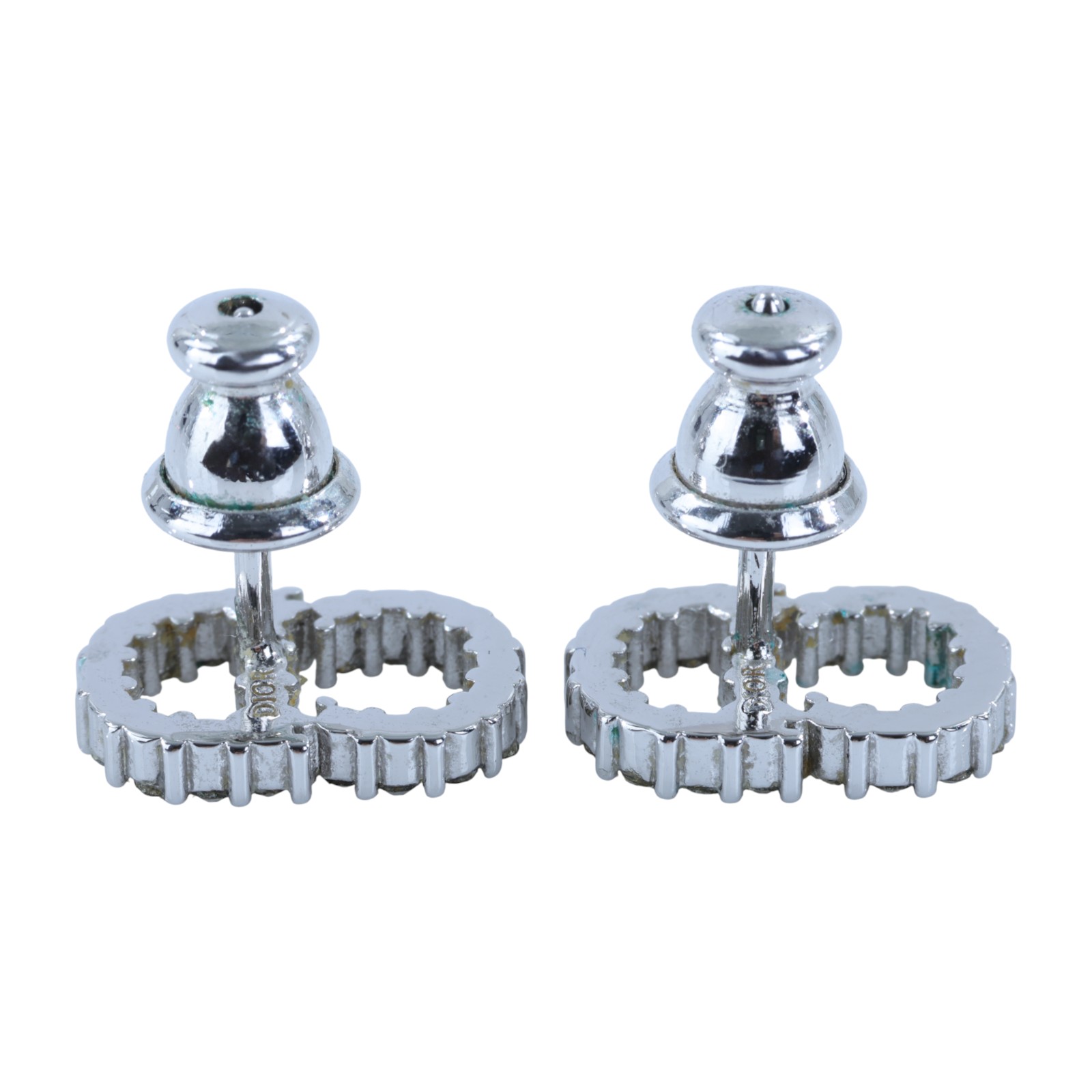 迪奧 CHRISTIAN DIOR Clair D Lune 耳釘 E1715CDLCY 銀色CD水鑽耳環 原廠盒子/防塵袋/購買證明影本