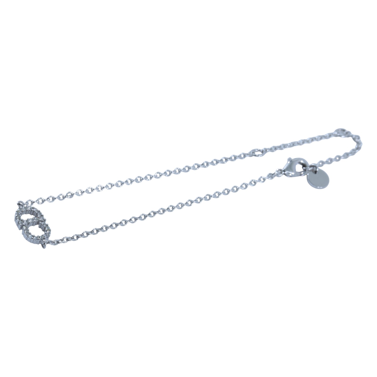 迪奧 CHRISTIAN DIOR Clair D Lune 手鍊 銀色 B0845CDLCY_D102 銀色CD水鑽手鍊 原廠盒子/防塵袋/購買證明