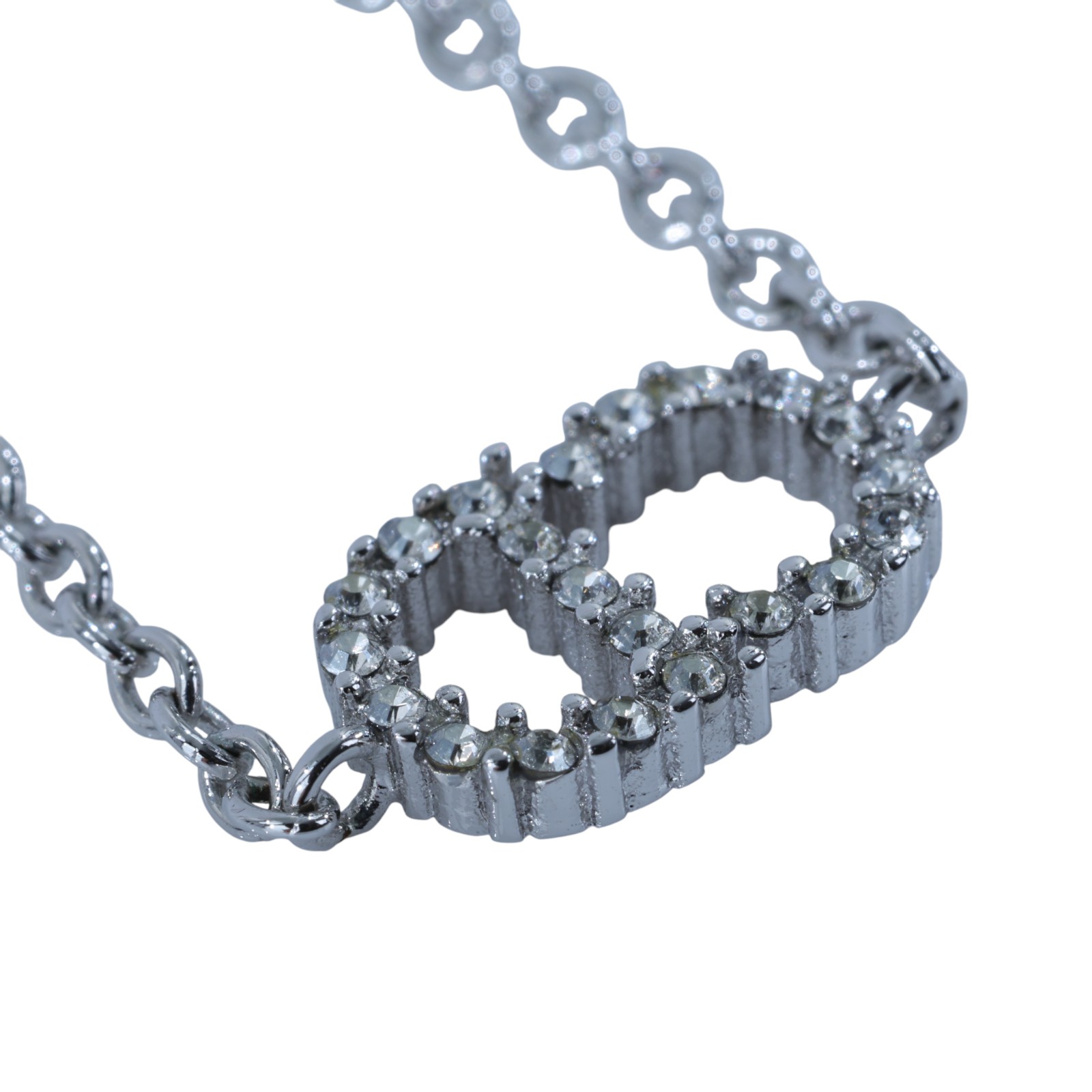 迪奧 CHRISTIAN DIOR Clair D Lune 手鍊 銀色 B0845CDLCY_D102 銀色CD水鑽手鍊 原廠盒子/防塵袋/購買證明