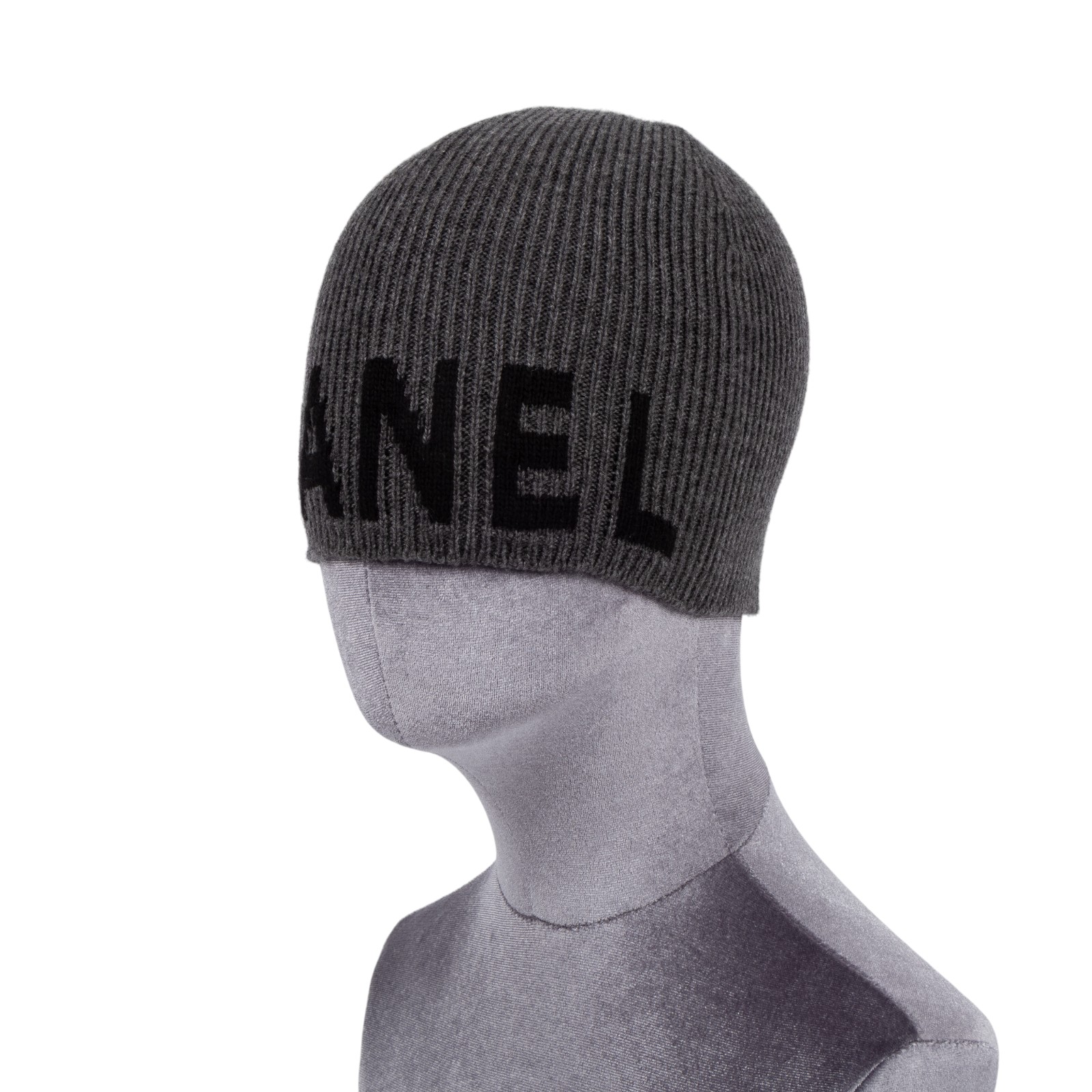 香奈兒 CHANEL LOGO 帽子 毛帽  灰克什米爾毛帽 無附屬品