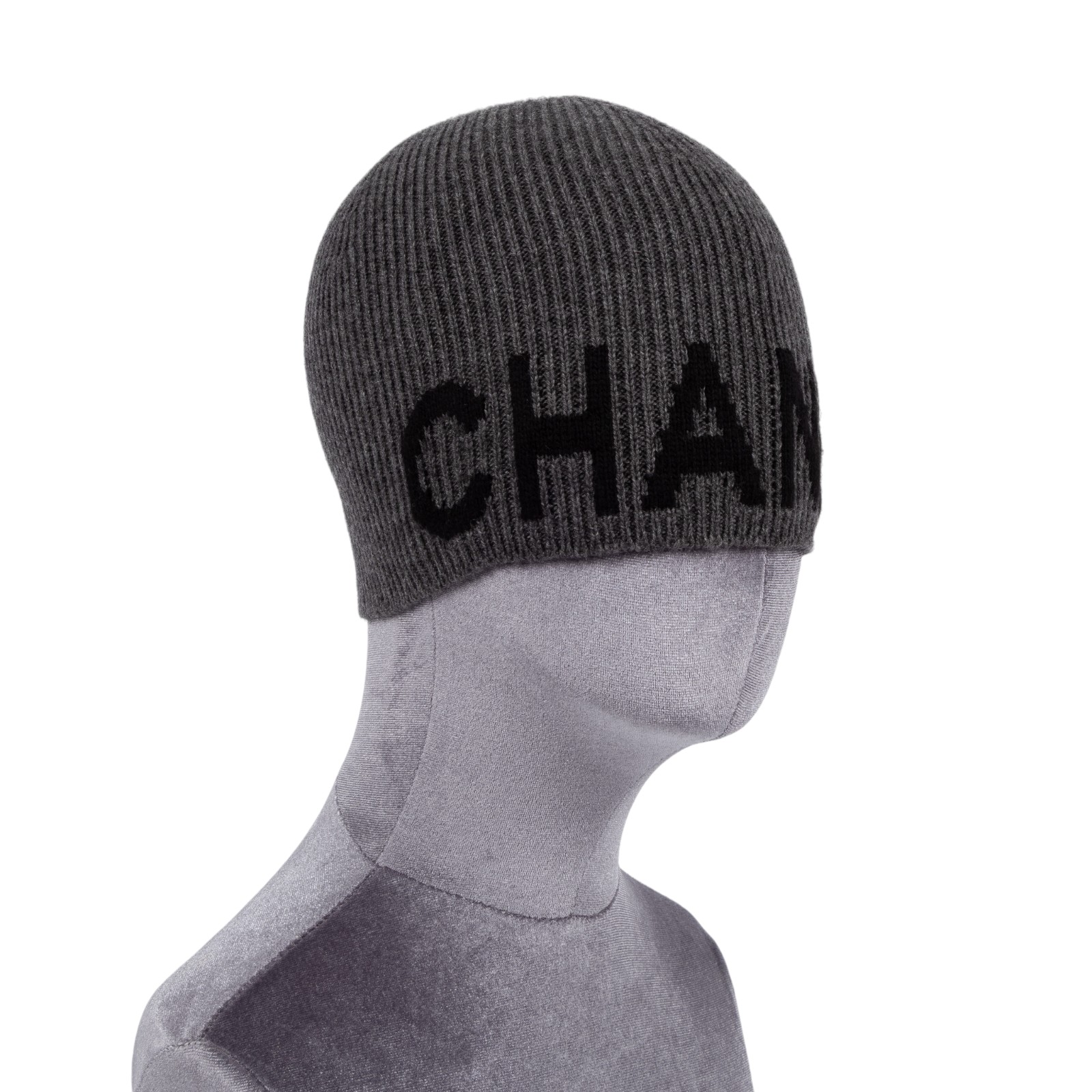 香奈兒 CHANEL LOGO 帽子 毛帽  灰克什米爾毛帽 無附屬品