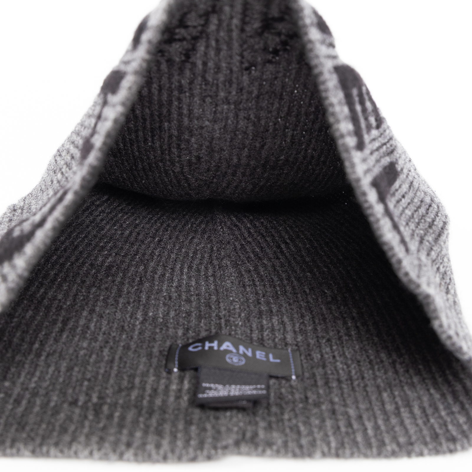 香奈兒 CHANEL LOGO 帽子 毛帽  灰克什米爾毛帽 無附屬品