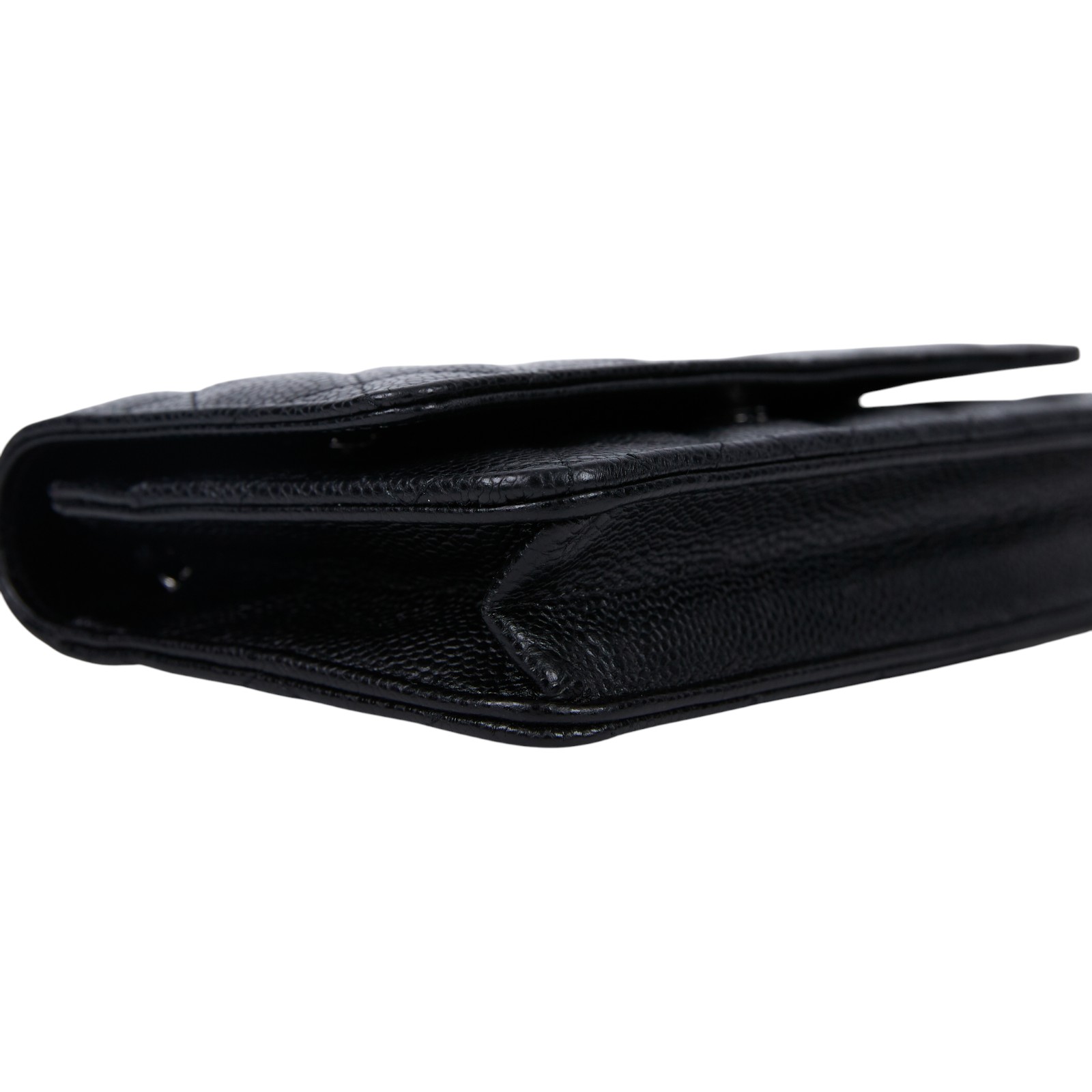 香奈兒 CHANEL 經典鏈子皮夾 菱格紋 CC LOGO AP0250 Y01588 晶片款 黑銀荔枝WOC 原廠盒子/防塵袋/購買證明