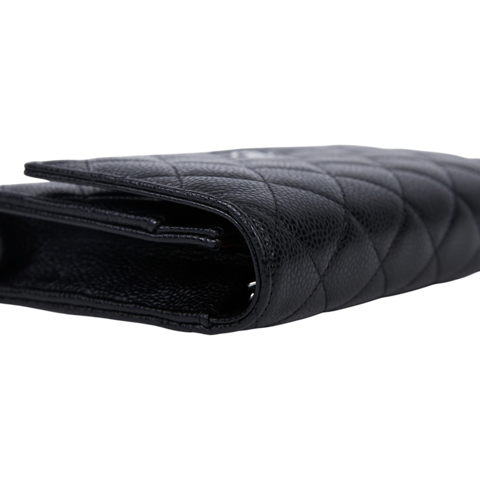 香奈兒 CHANEL 經典鏈子皮夾 菱格紋 CC LOGO AP0250 Y01588 晶片款 黑銀荔枝WOC 原廠盒子/防塵袋/購買證明