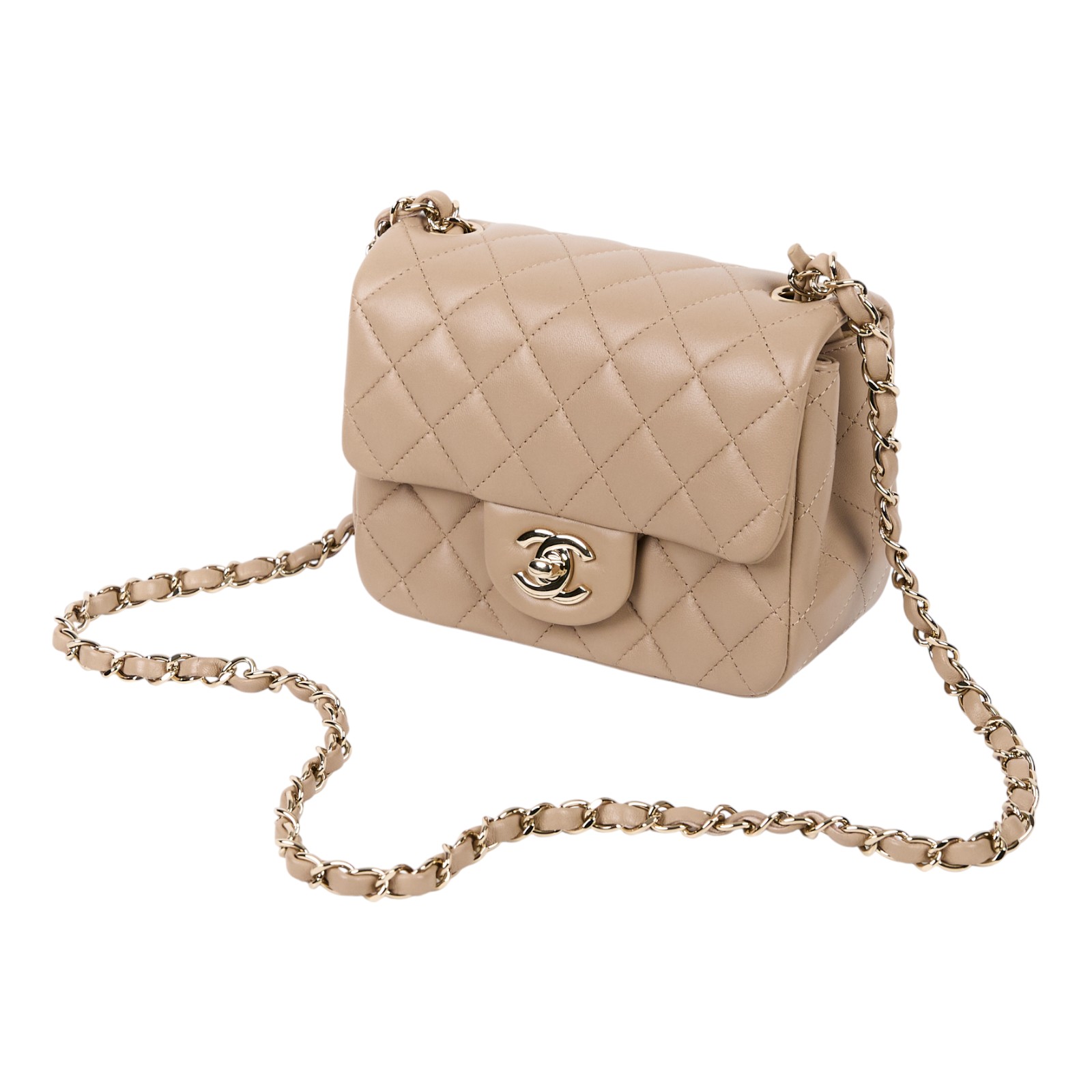 香奈兒 CHANEL CC logo 金球 方胖 肩背 斜背 口蓋包 AS1786 31開 奶茶金釦方胖 原廠盒子/防塵袋/保證卡